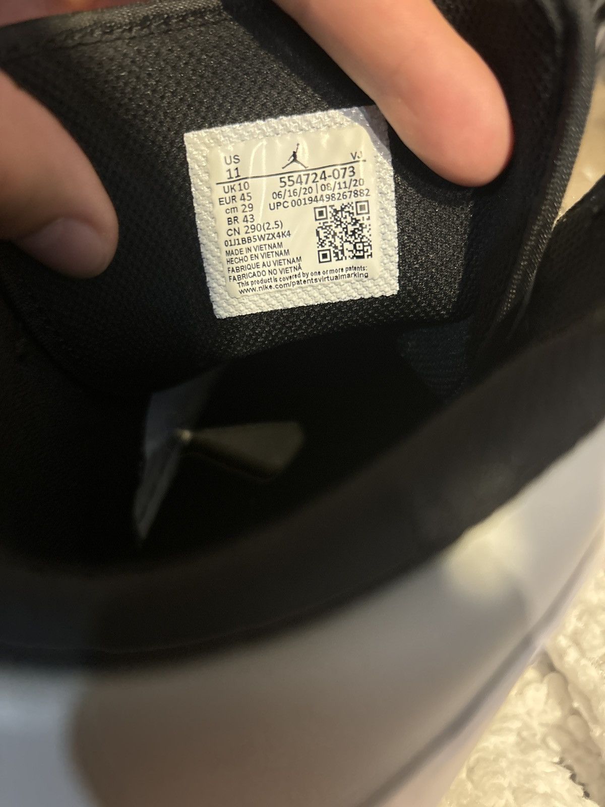 Jordan Brand Jordan 1 Black/White-LT Smoke Grey Size US 11 / EU 44 - 7 Thumbnail