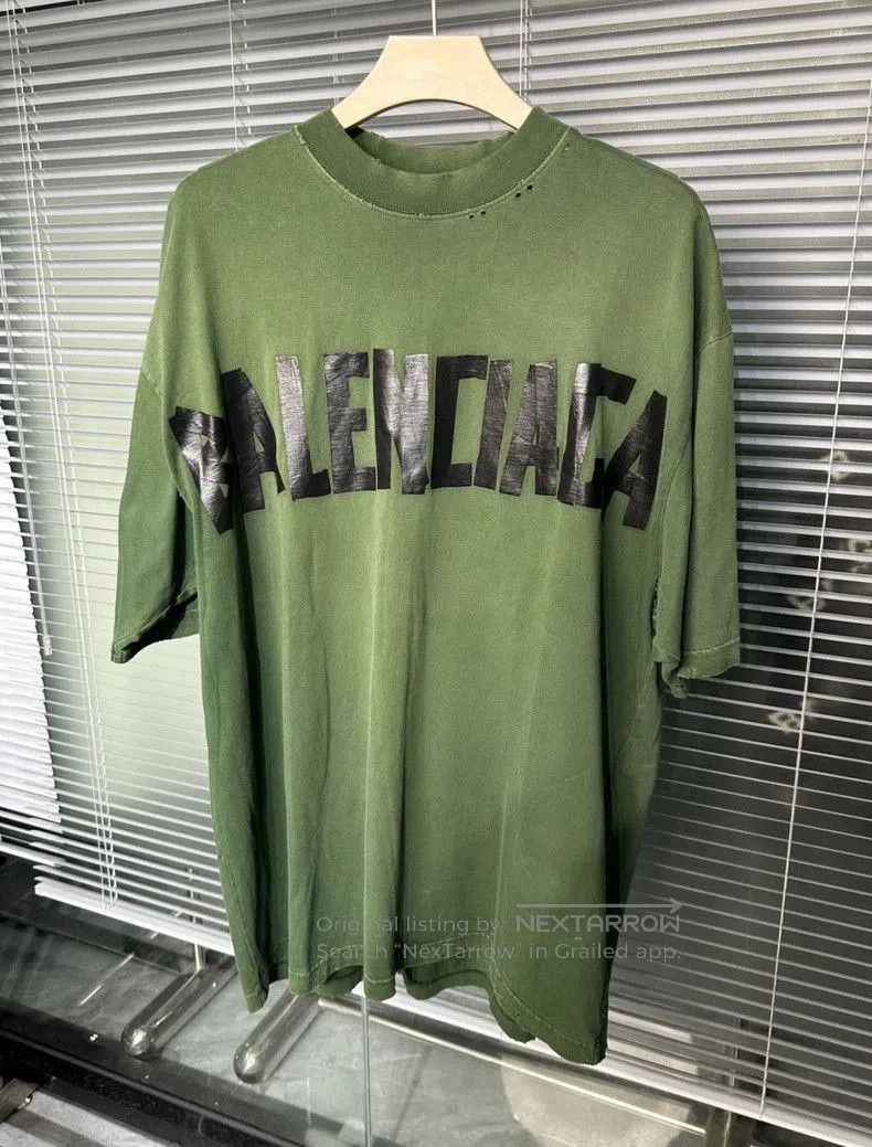 Balenciaga Balenciaga Green Tape Short Sleeve T-shirt. Size US L / EU 52-54 / 3 - 1 Thumbnail