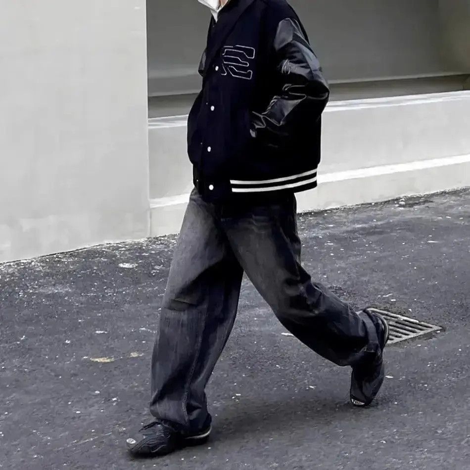 Japanese Brand Black Washed Damage Baggy jeans y2k 90’s retro style Size US 34 / EU 50 - 4 Thumbnail