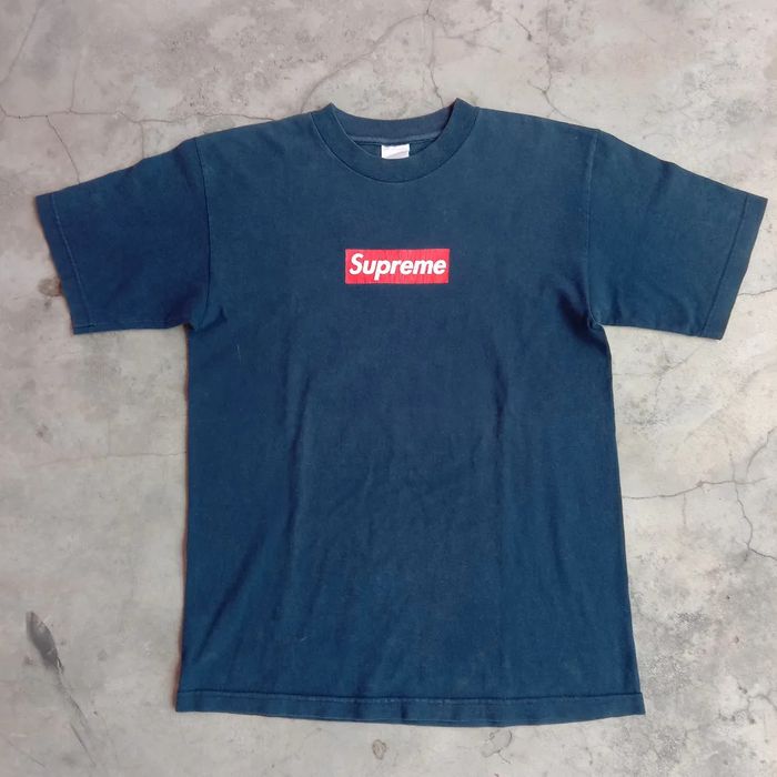 Supreme Supreme box logo tee navy 1998 | Grailed