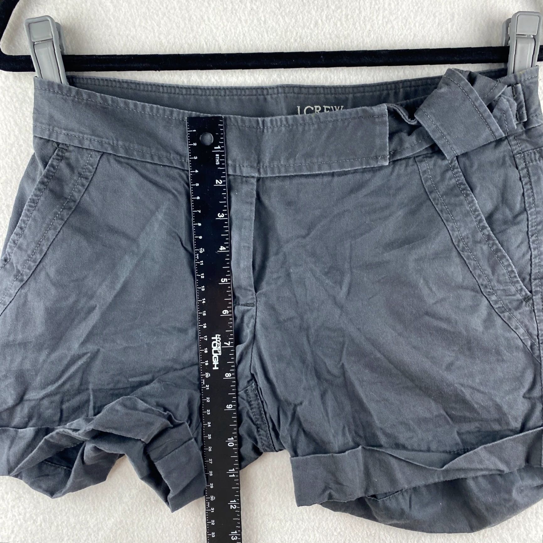 J.Crew J. CREW Shorts Womens 0 Gray Chino Utility Cuffed Button Pockets Hiking Dark Wash - Regular Fit, Belted, CottonTwill, Casual, Modern Womens Size 25" / US 0 / IT 36 - 4 Thumbnail