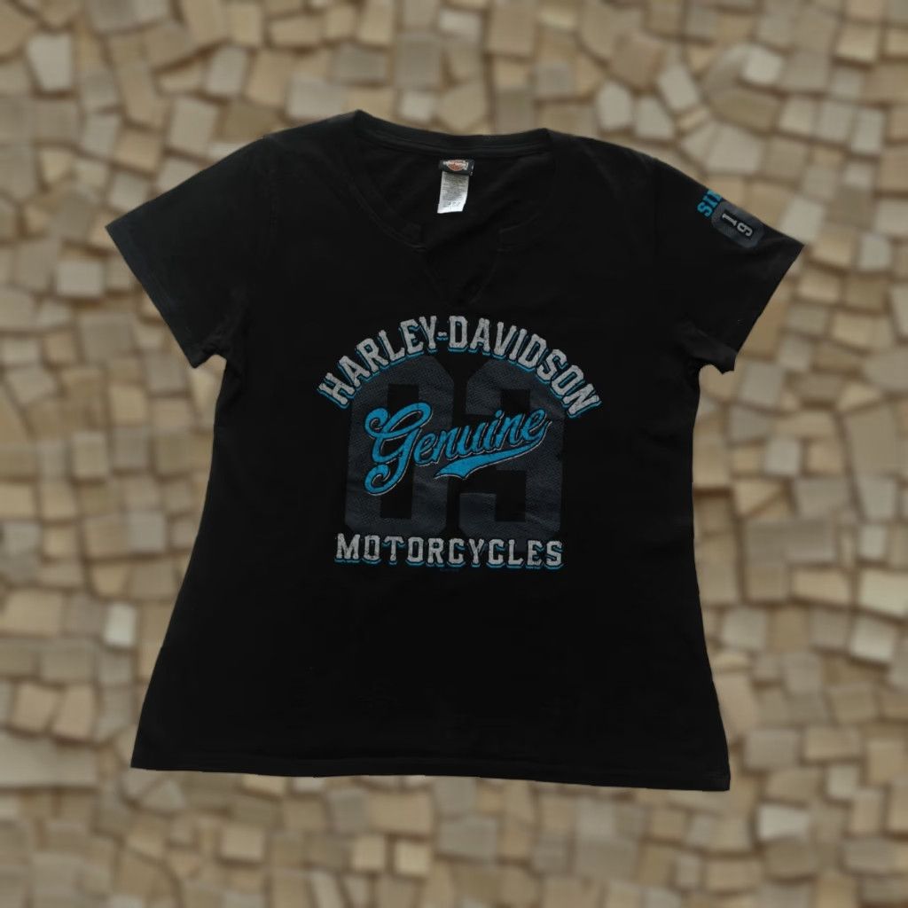 Harley Davidson VINTAGE Harley-Davidson T-Shirt Women Black Motorcycle 90s Y2K Sz L 19"W 24"L Men? Size L / US 10 / IT 46 - 1 Thumbnail