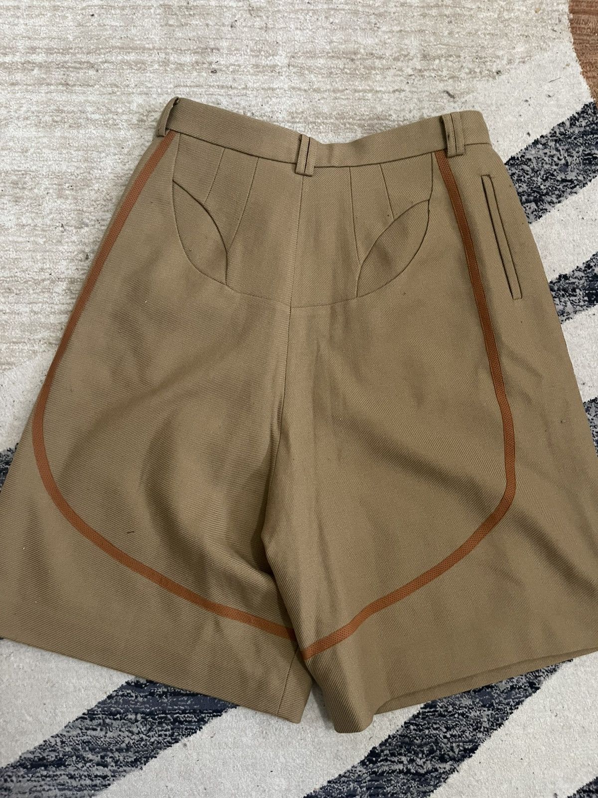 NAMESAKE Beige Orange Knee Length Baggy Shorts Wool Viscose Size US 32 / EU 48 - 2 Thumbnail