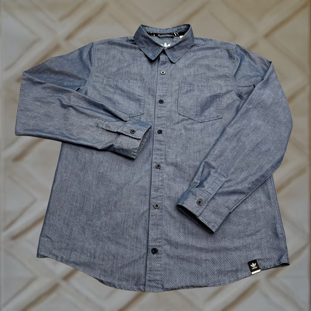 Adidas Adidas Shirt Mens Medium Blue Casual Chambray Textured Long Sleeve Button Down Size US M / EU 48-50 / 2 - 1 Thumbnail