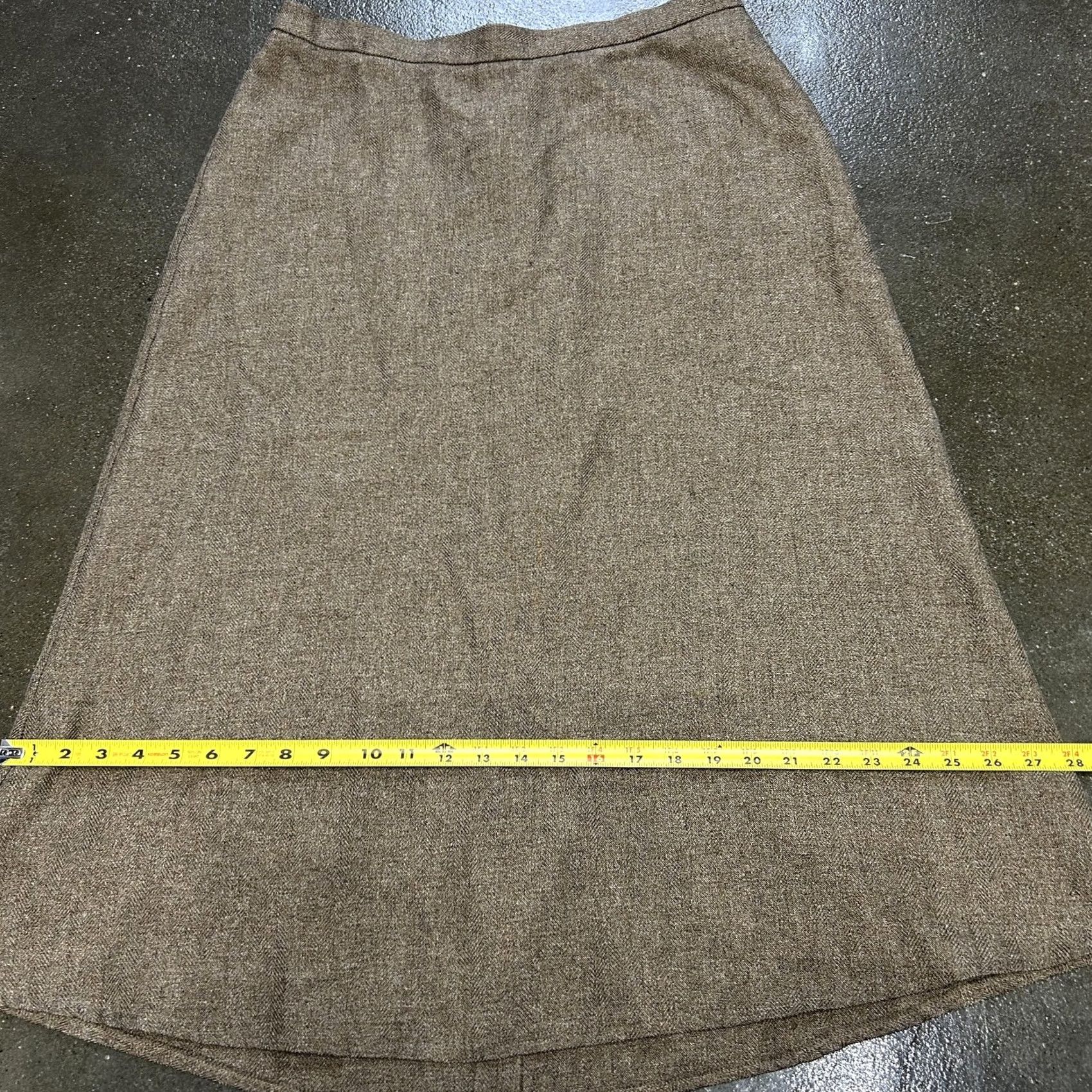 Vintage VINTAGE Brown Tweed Skirt Womens 16 A-Line Midi Herringbone Career Office Fall Size 38" / US 16 / IT 52 - 6 Thumbnail