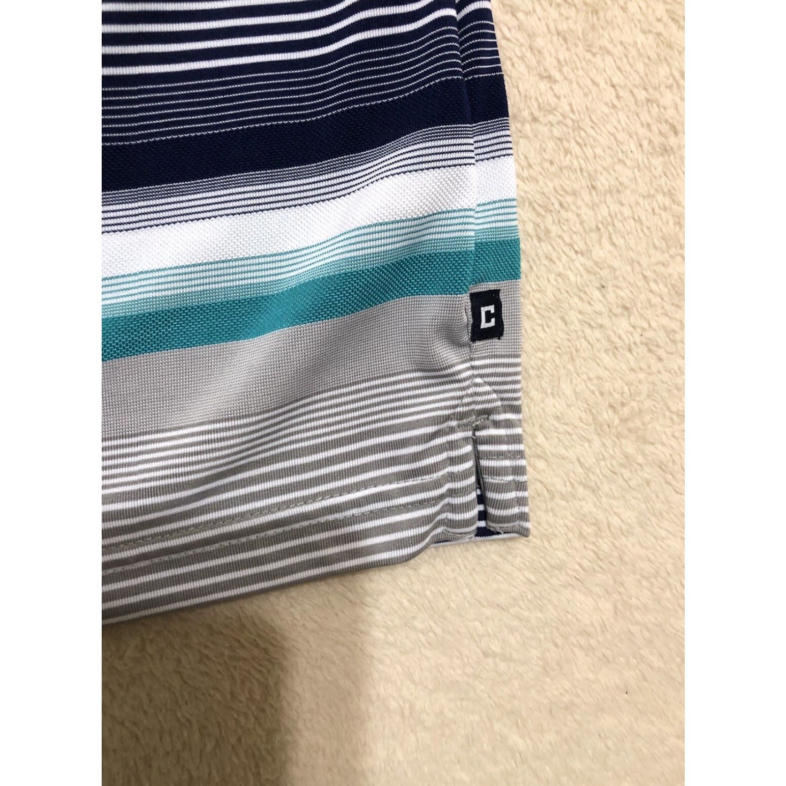 Chaps Chaps Medium Golf Polo Shirt Light Gray Striped Short Sleeve Casual Mens Size US M / EU 48-50 / 2 - 5 Thumbnail