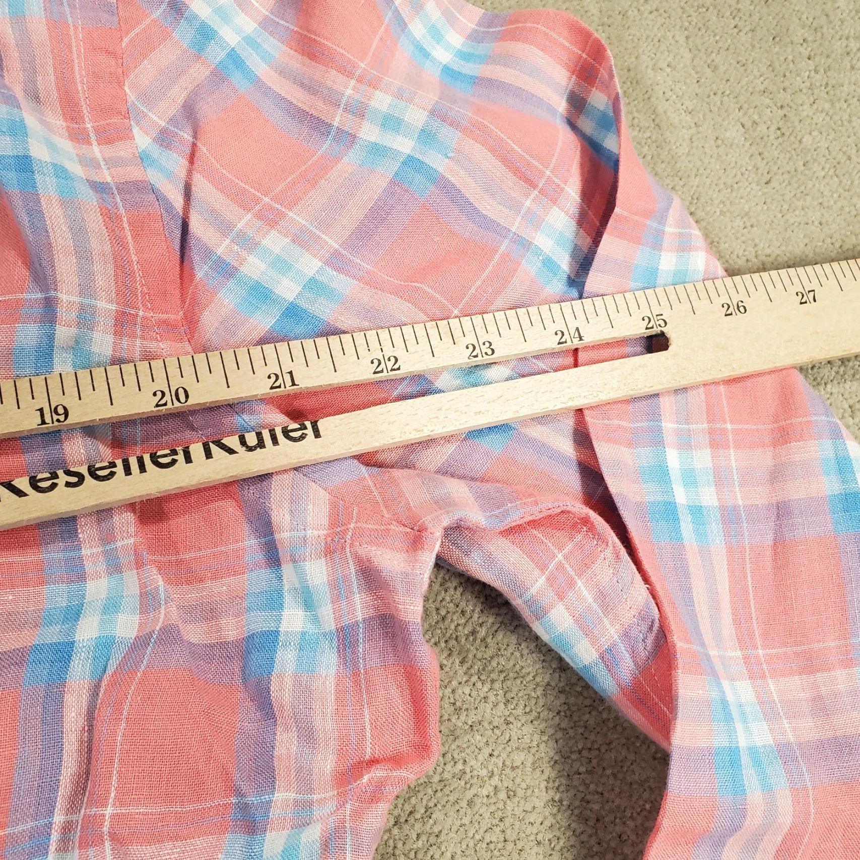 Faherty Faherty Shirt Mens M Pink Linen Button-Up Long Sleeve Collared Plaid Pattern Casual Outdoor Vintage No Size US M / EU 48-50 / 2 - 5 Thumbnail
