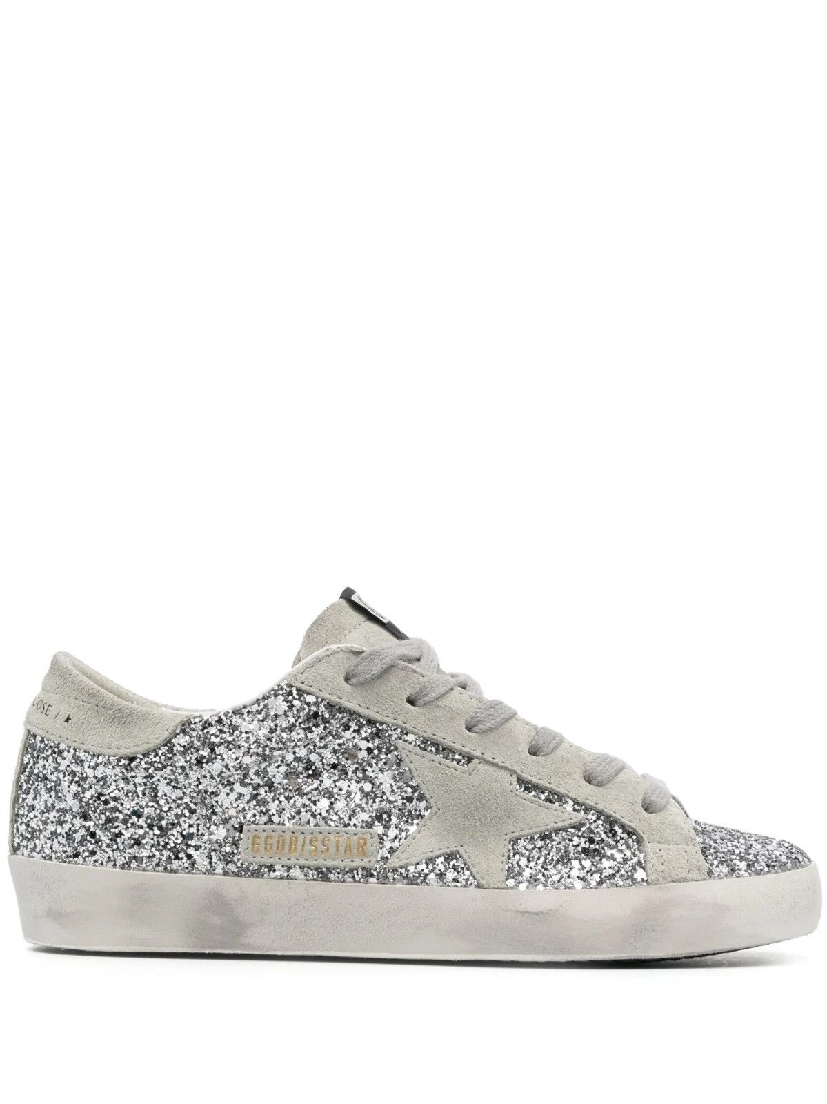 Golden Goose Women's Super-Star in silver glitter ice-gray suede star Size US 8 / IT 38 - 5 Thumbnail