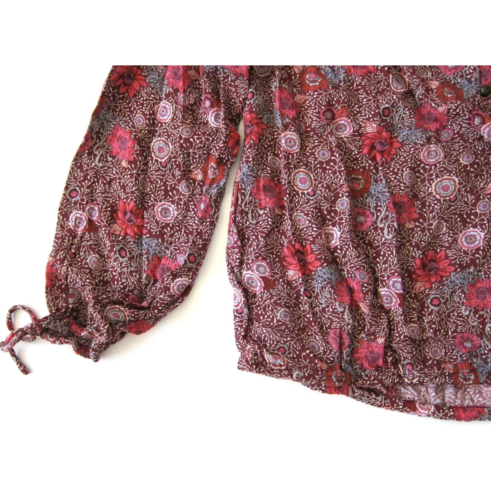 Lucky Brand Lucky Brand Blouse Shirt Tunic Pink Floral 100% Rayon Long Sleeve Medium Womens Size M / US 6-8 / IT 42-44 - 5 Thumbnail