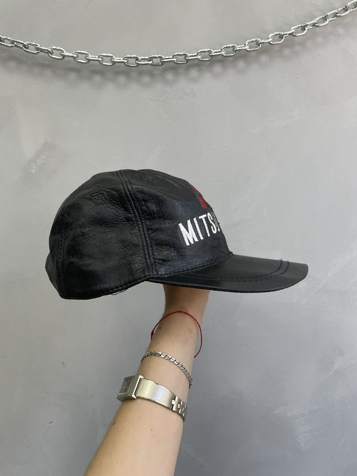 Tribal Streetwear Vintage retro MITsubishi trucker hat cap leather Size ONE SIZE - 7 Thumbnail