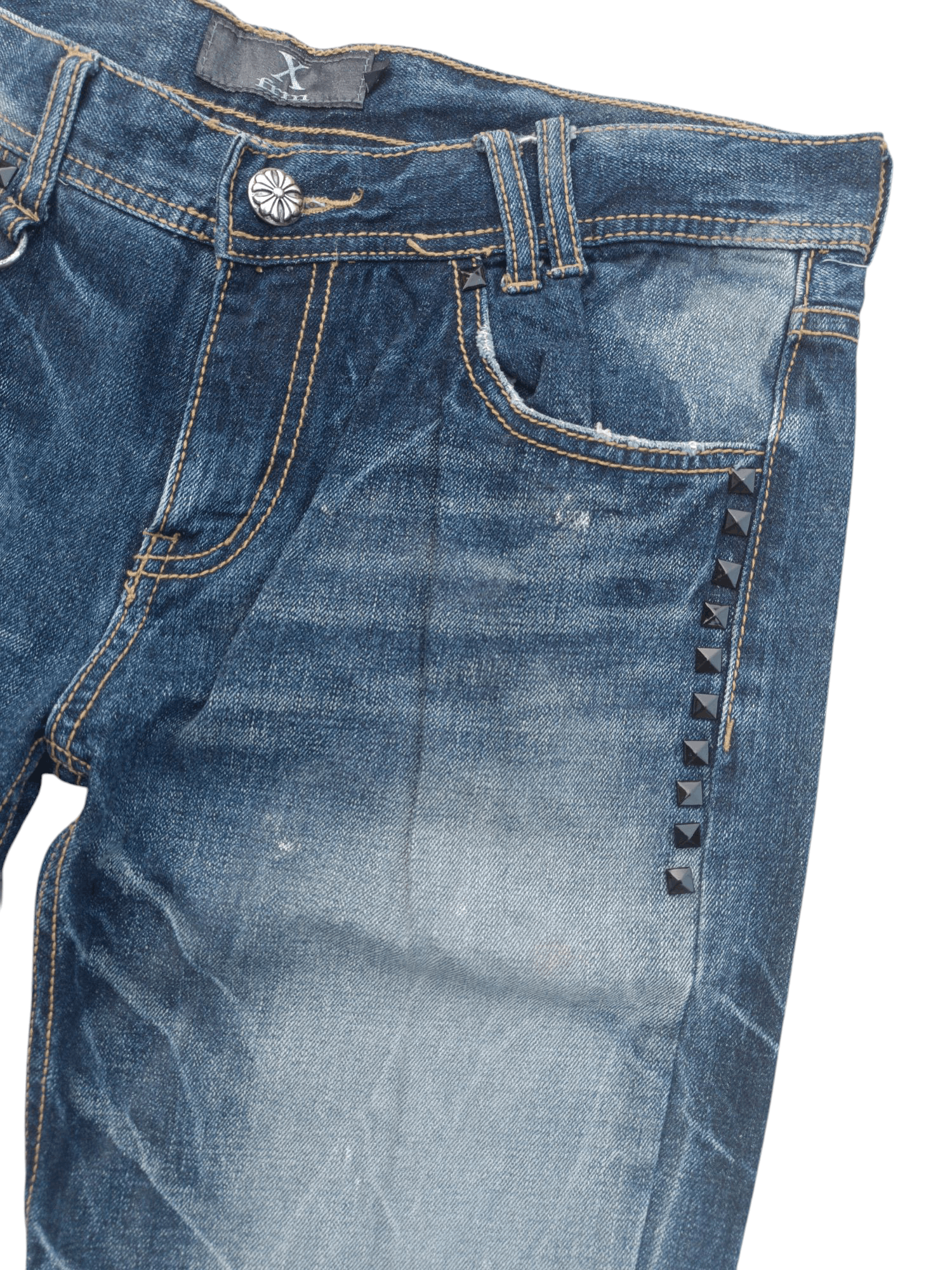 Japanese Brand × Seditionaries FIRE 🔥 Japanese Painted Faded Flare Stud Jeans 🔥 E065 Size US 34 / EU 50 - 4 Thumbnail