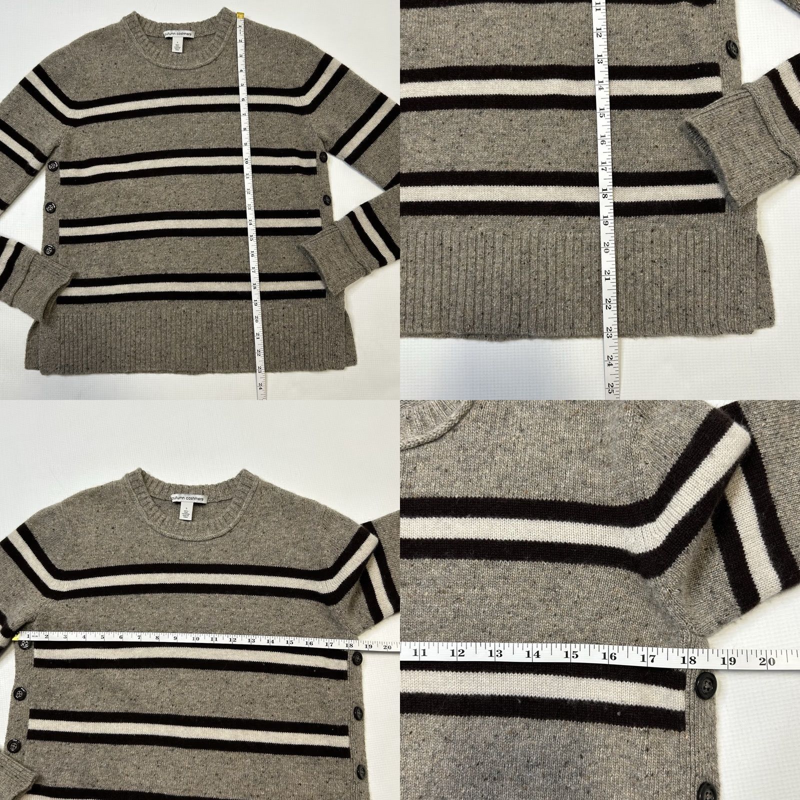 Autumn Cashmere VINTAGE Women's Autumn Cashmere Brown Striped Side Button Sweater Size Small Size S / US 4 / IT 40 - 8 Thumbnail