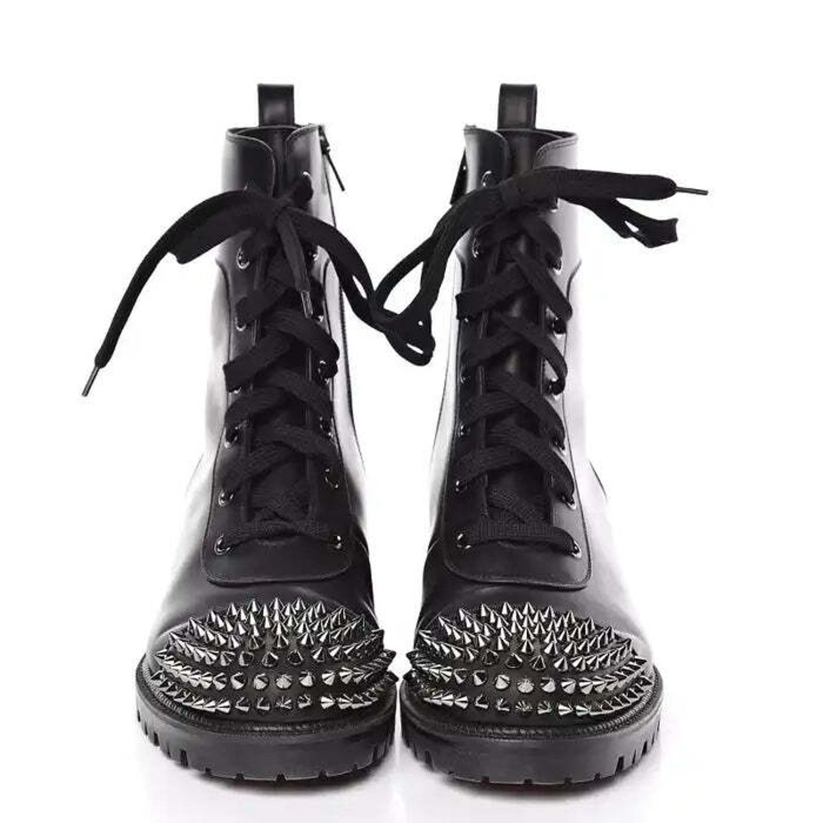 Christian Louboutin Christian Louboutin TS Croc Flat Black Calf Leather Spike Size US 6 / IT 36 - 7 Thumbnail