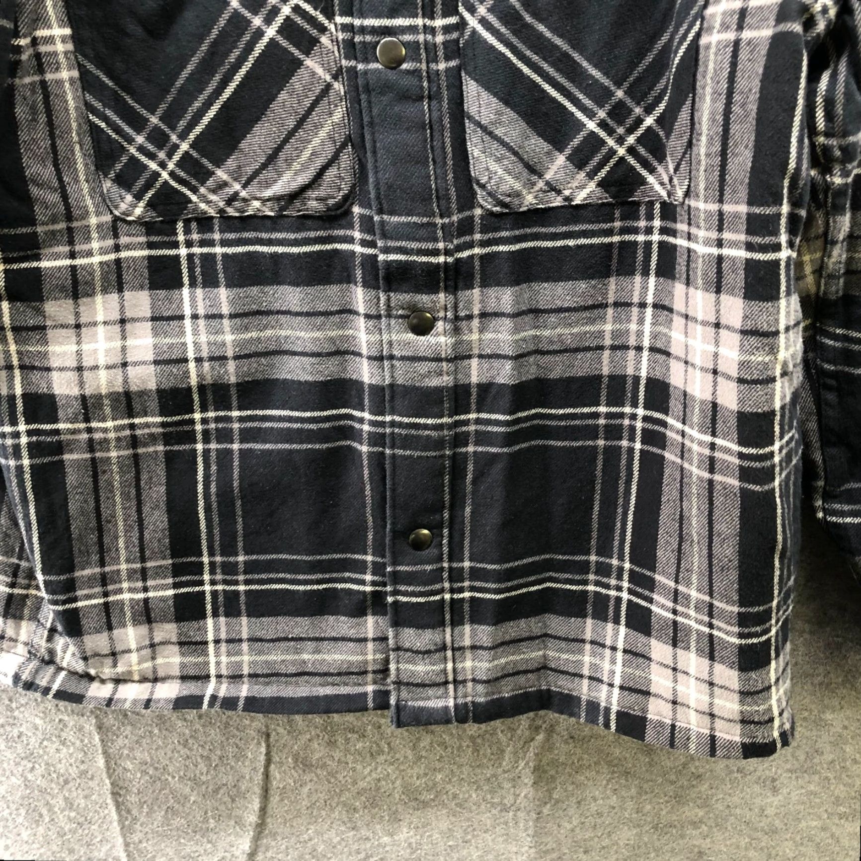H&M H&M Shacket Mens M Relaxed Fit Gray Plaid Flannel Jacket Padded Overshirt Size US M / EU 48-50 / 2 - 7 Thumbnail