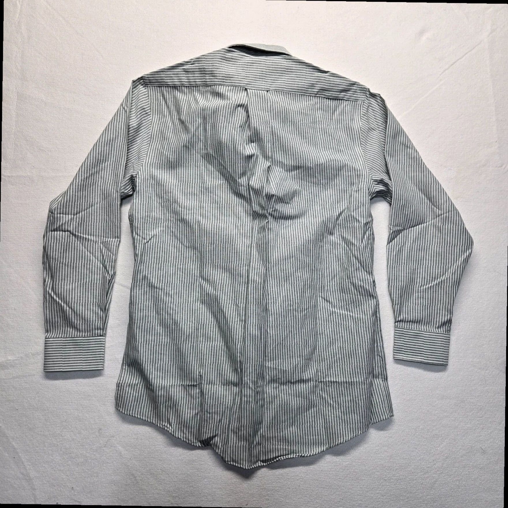 Stafford Stafford Button-Down Long Sleeve Shirt Men's Green and White Striped Size 15 Size US M / EU 48-50 / 2 - 7 Thumbnail
