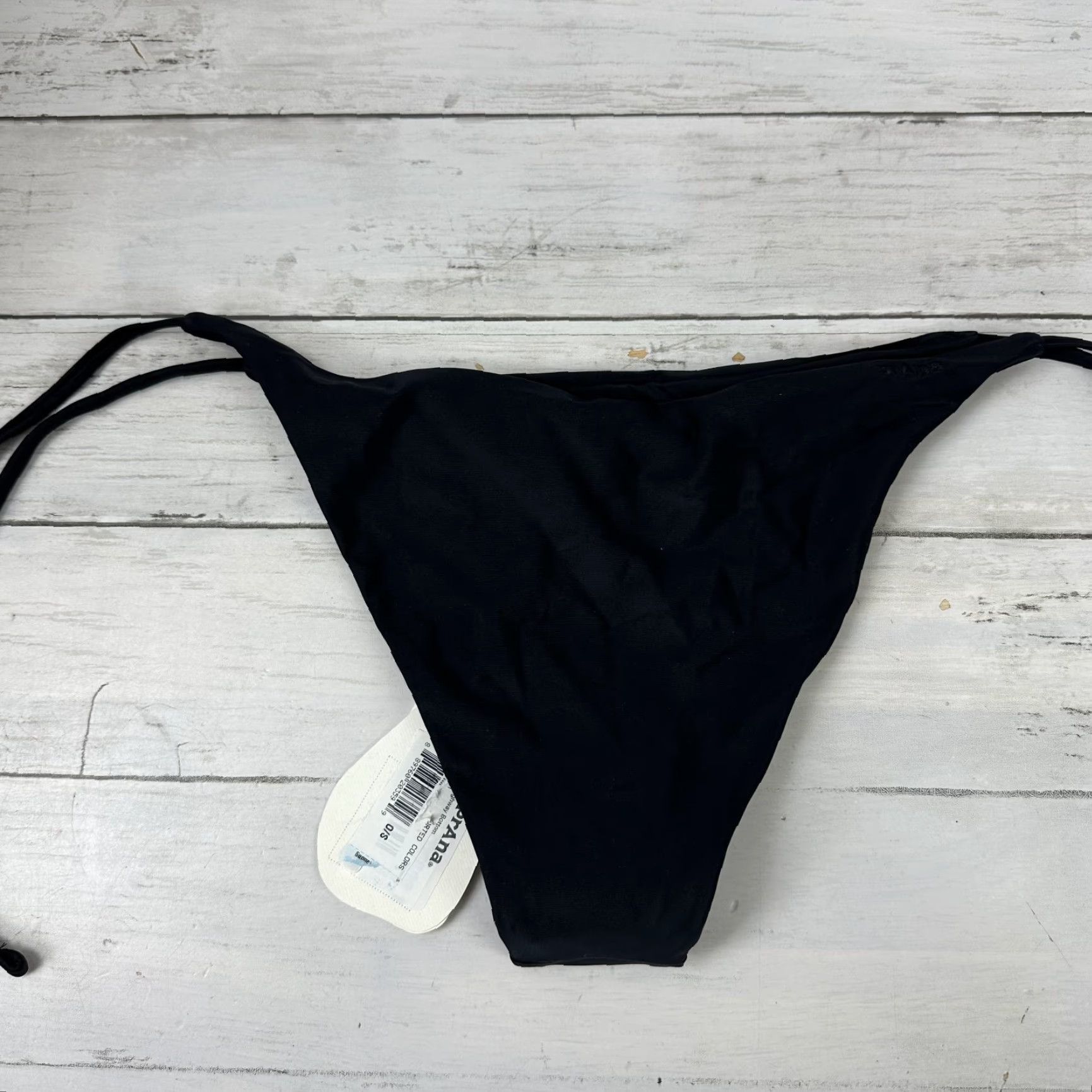 Prana VINTAGE prAna Swim Bottom Women's Small Black Cheeky Low Rise Side Tie Beach 90s NWT Size 28" / US 6 / IT 42 - 7 Thumbnail