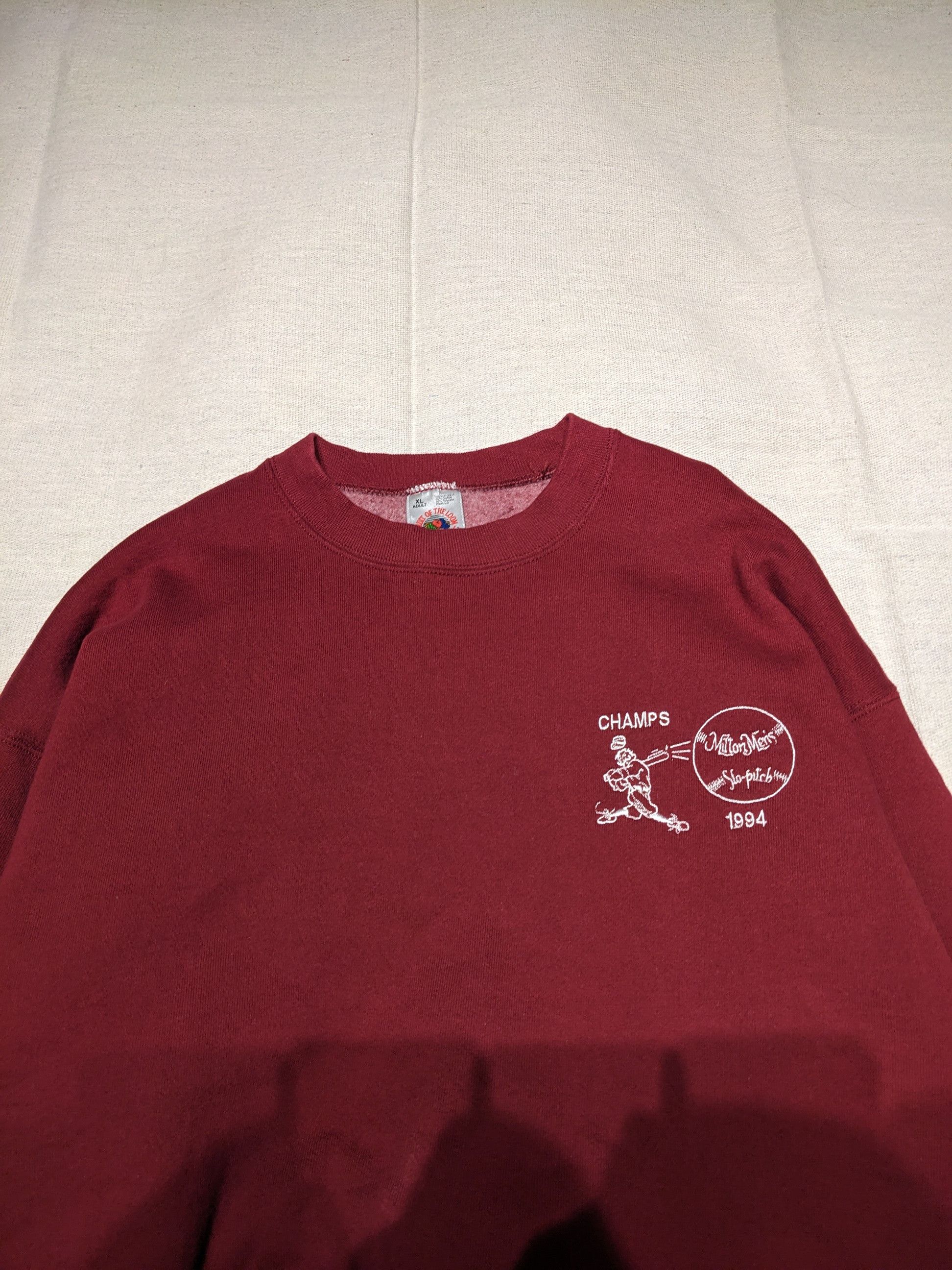 Fruit Of The Loom Vintage Burgundy FotL made in USA crewneck men's XL Size US XL / EU 56 / 4 - 3 Thumbnail