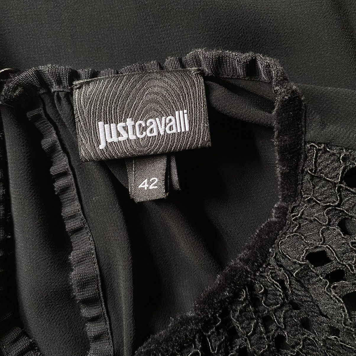 Just Cavalli Just Cavalli Black Chiffon Blouse with Knit Sleeves Size M / US 6-8 / IT 42-44 - 9 Thumbnail