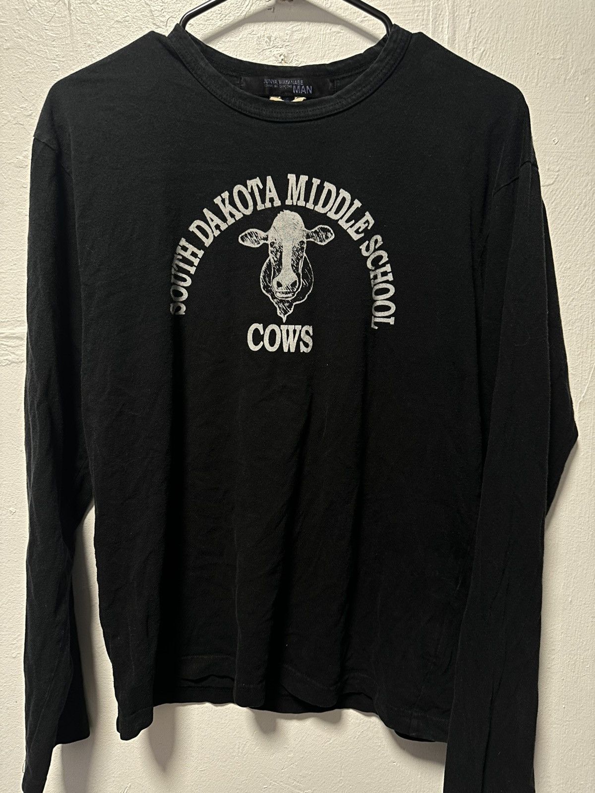 image of Junya Watanabe 2002 South Dakota Middle School Cows Long Sleeve Shirt in Black, Men's (Size Small)