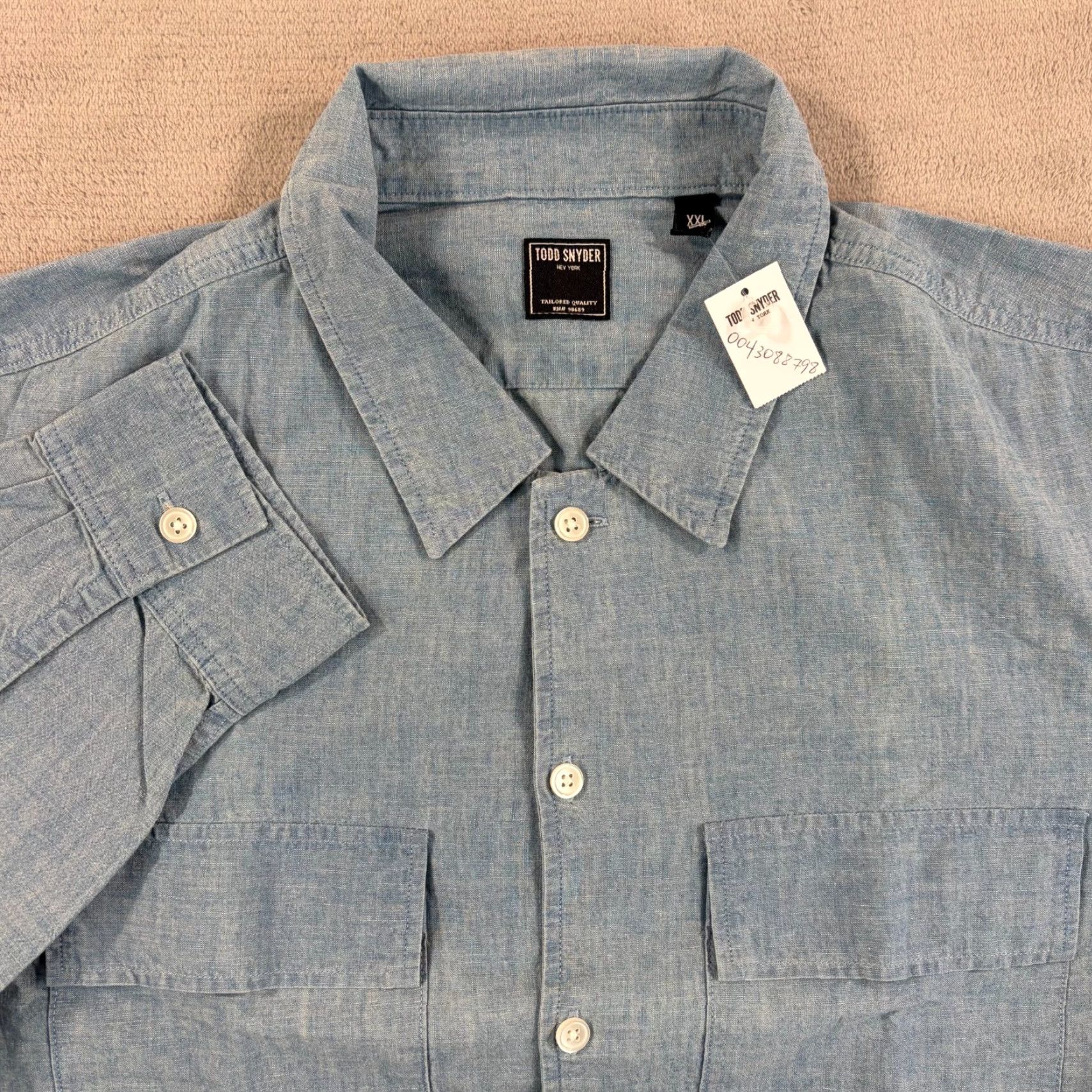Todd Snyder Todd Snyder Relaxed Chambray CPO Overshirt in Bleached Indigo Men 2XL NWT Size US XXL / EU 58 / 5 - 3 Thumbnail