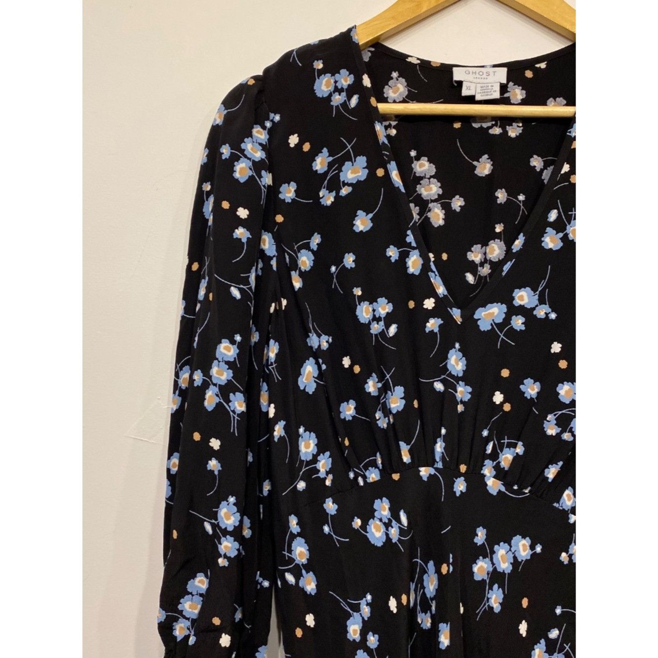 Other Ghost London Arley Viscose Black Floral V-Neck Maxi Dress Si Size XL / US 12-14 / IT 48-50 - 3 Thumbnail