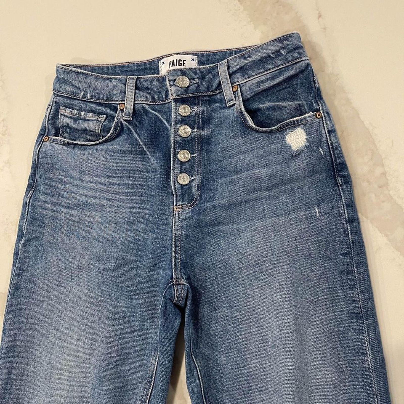 Paige Paige Sarah Straight Ankle Button Fly Denim Jeans Women's 25 Size 25" / US 0 / IT 36 - 2 Thumbnail
