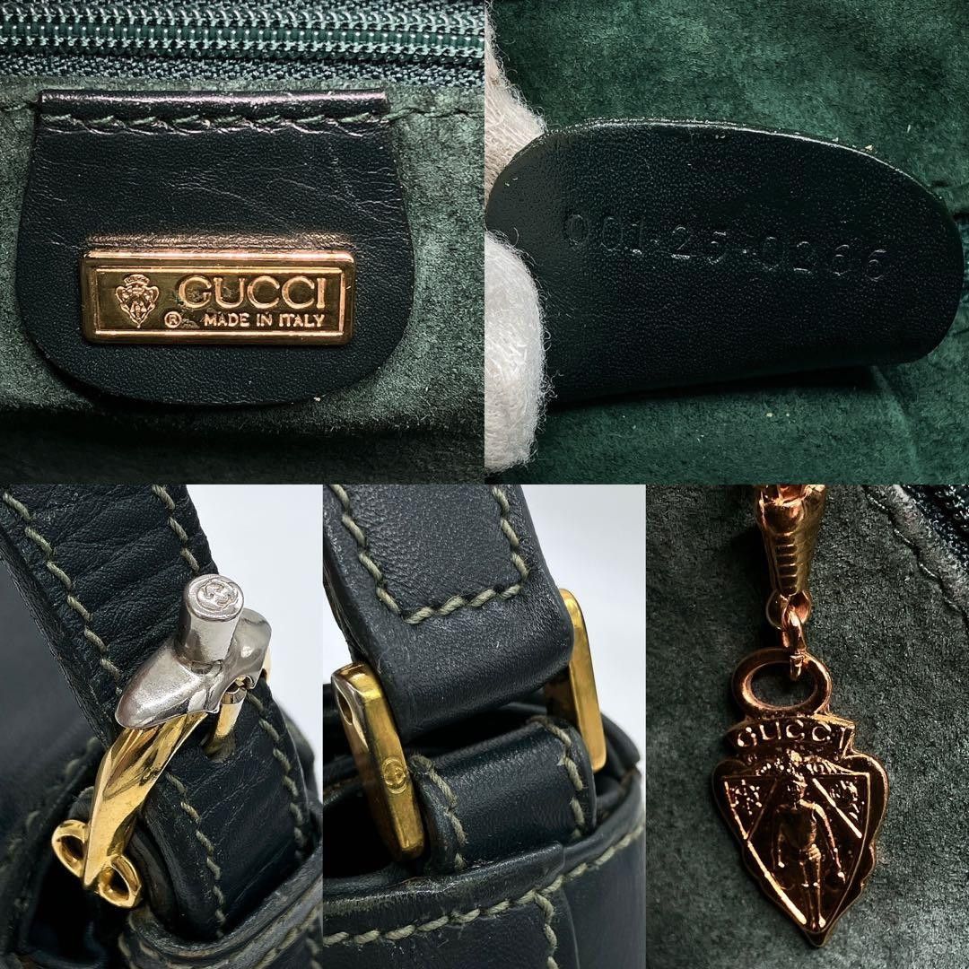 Gucci Gucci Green Suede Leather Bucket Crossbody Bag Gold Hardware Size ONE SIZE - 13 Thumbnail