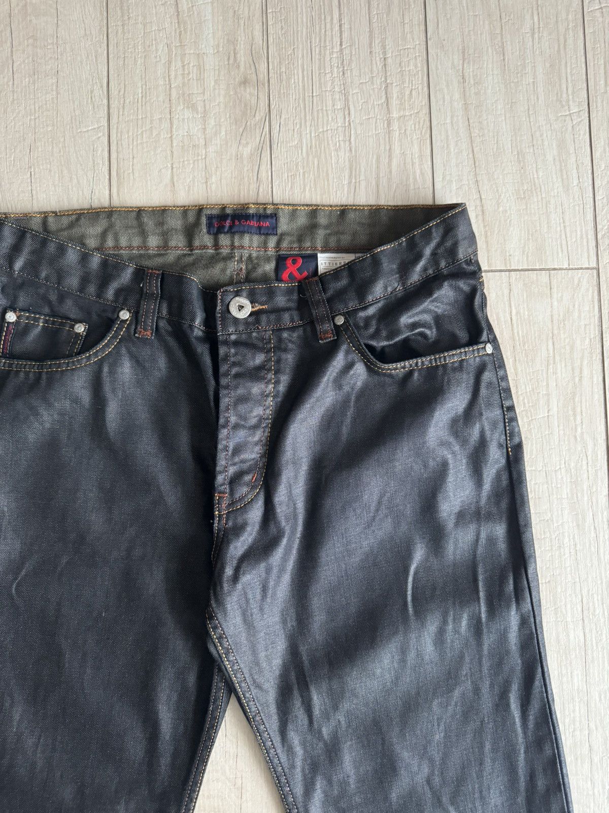 Dolce & Gabbana Dolce & Gabbana Black Waxed Denim Pants Size US 34 / EU 50 - 10 Thumbnail