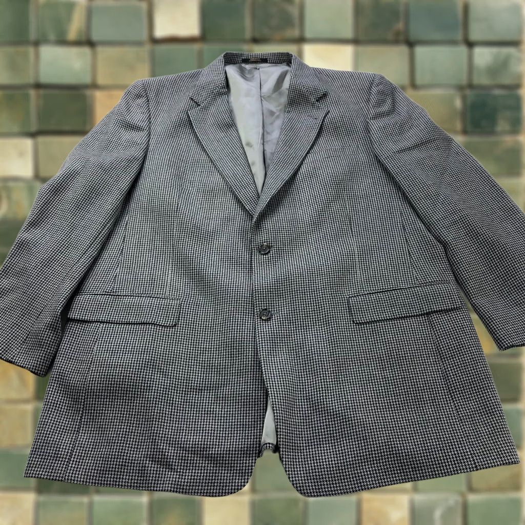 Hart Schaffner Marx Hart Schaffner Marx Jacket Mens 46 Black Long Wool Sport Coat Houndstooth And Gray Size US S / EU 44-46 / 1 - 1 Thumbnail