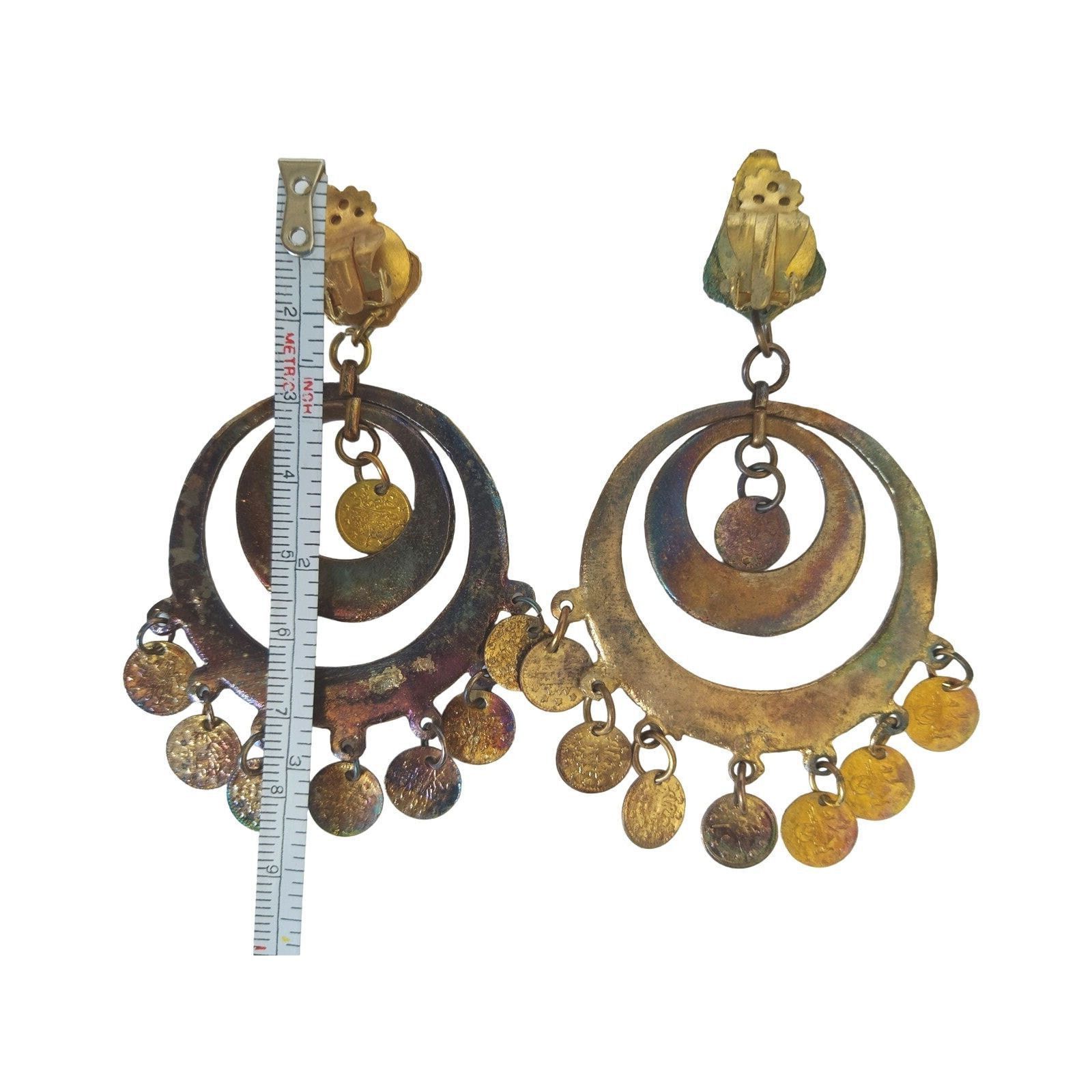The Unbranded Brand Vintage Arabic Coins Copper Tone Chandelier Dangle Earrings Size ONE SIZE - 2 Thumbnail