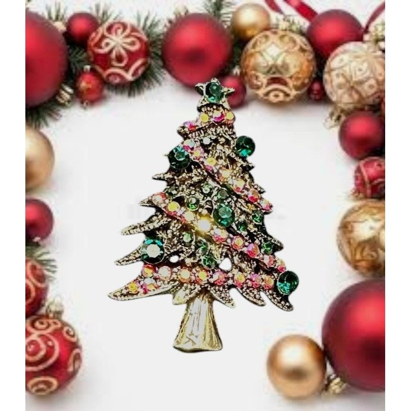 Handmade Christmas in Dixie Brooch Pin New Topaz Garland Garnet Green Size ONE SIZE - 9 Thumbnail