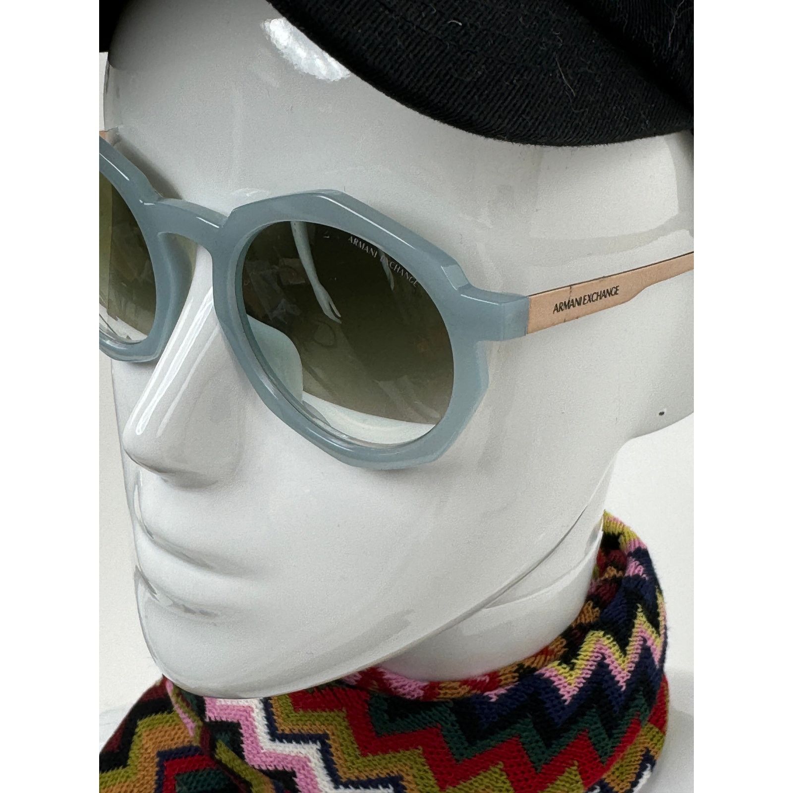 Armani Exchange Armani Exchange Light Blue Round Geometric Sunglasses Size ONE SIZE - 3 Thumbnail