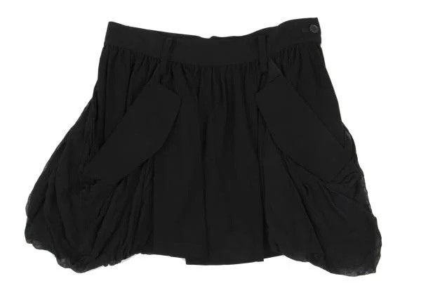 Limi Feu LIMI feu Yohji Yamamoto - Silk Gathered Pocket Mini Skirt Size 29" - 5 Thumbnail