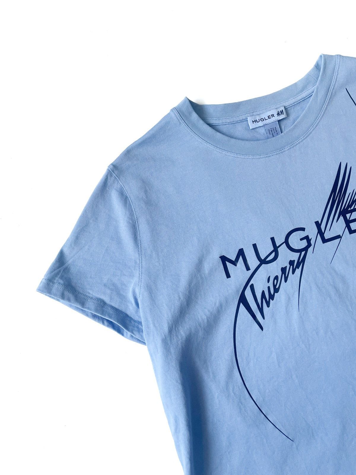 H&M × Thierry Mugler Thierry Mugler X H&M Blue Big Logo Women T-Shirt 100% Cotton Size L / US 10 / IT 46 - 3 Thumbnail