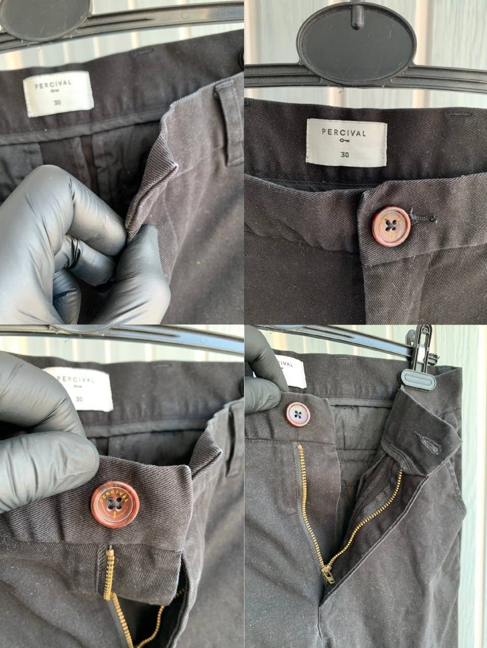 Percival × Vintage Percival Black Cotton &Elastane Pockets Button Trousers Size US 30 / EU 46 - 19 Thumbnail