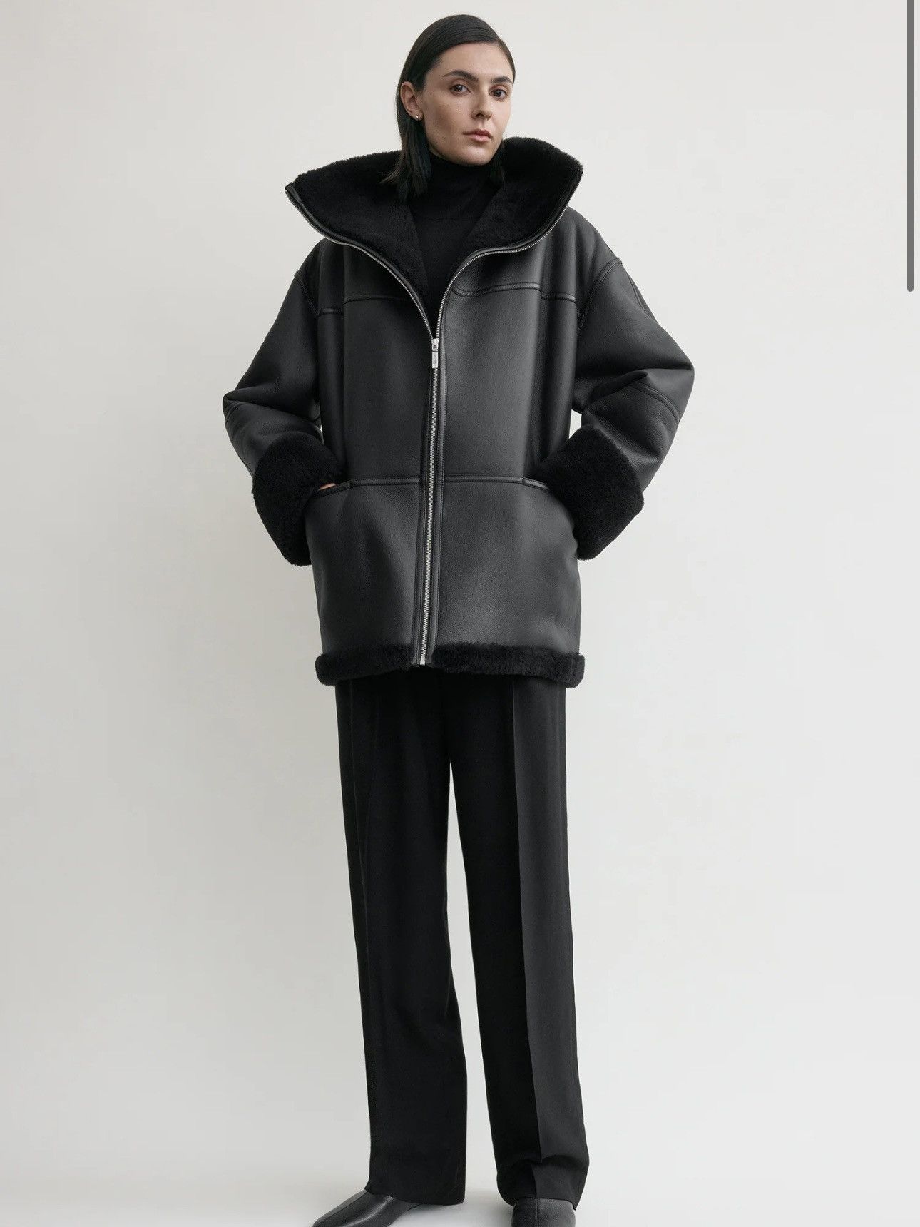 Toteme Toteme Signature shearling jacket black size XXS Size XXS / US 00 / IT 34 - 1 Thumbnail