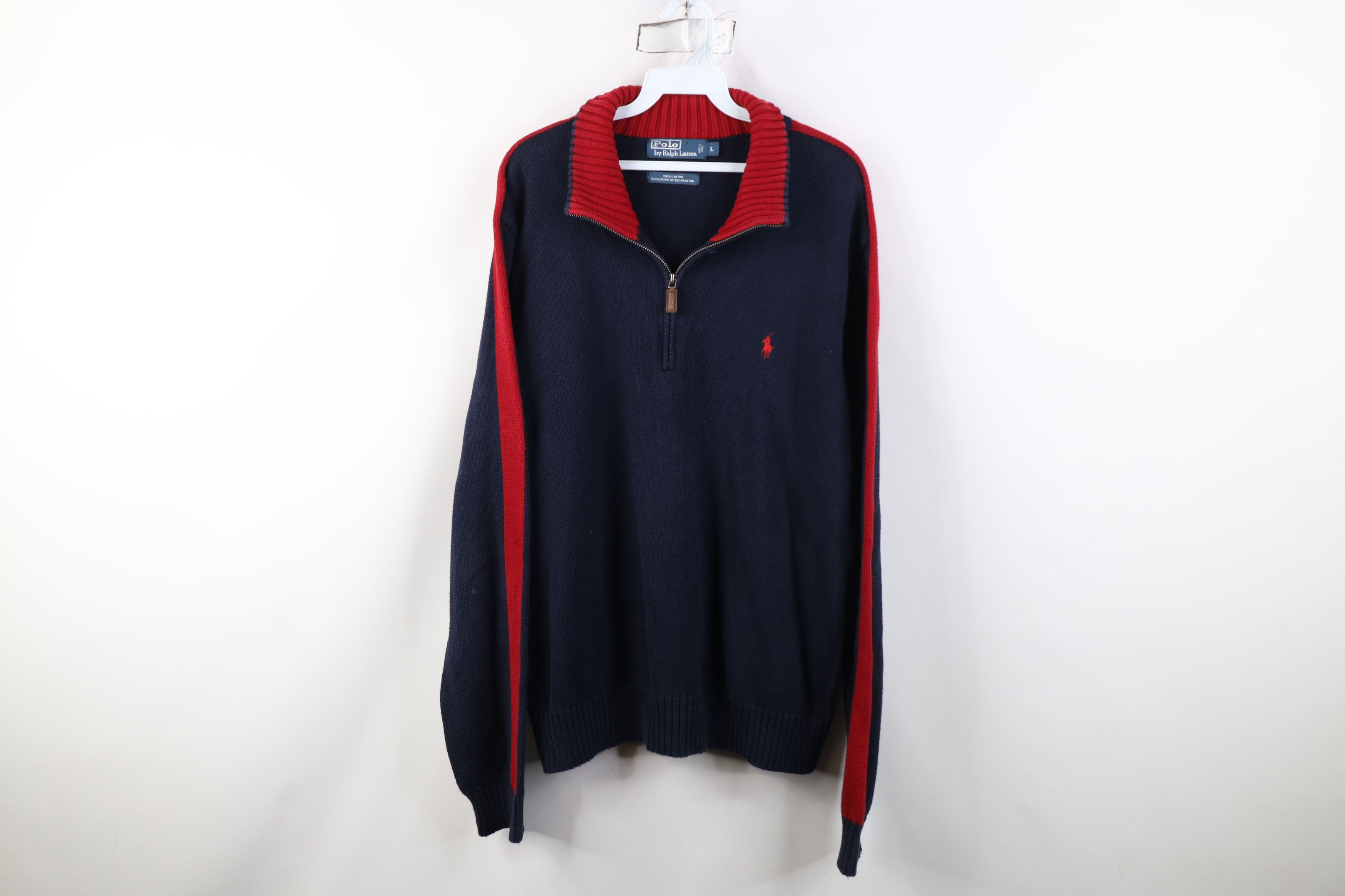 Polo Ralph Lauren Vintage 90s Ralph Lauren Ribbed Knit 1/4 1/2 Zip Sweater Size US L / EU 52-54 / 3 - 1 Thumbnail