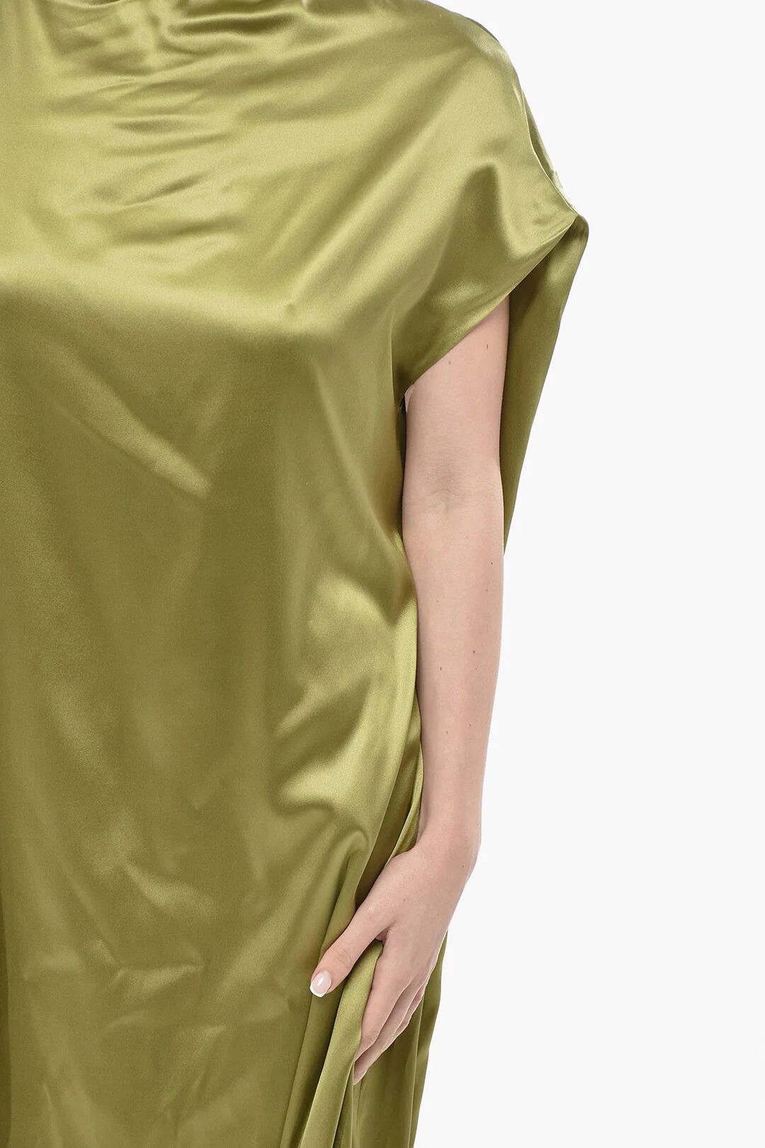 Dries Van Noten og1mm0426 Silk Satin Kaftan in Green Size S / US 4 / IT 40 - 3 Thumbnail