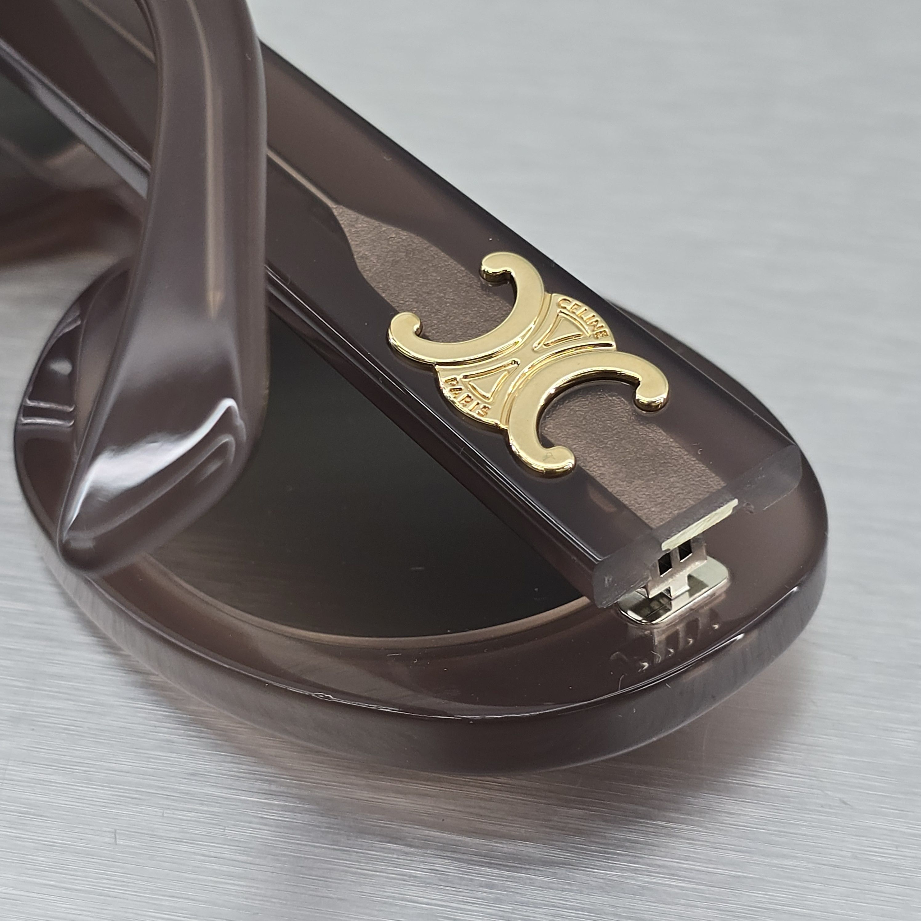 Celine CELINE Triomphe 01 Sunglasses In Acetate BROWN CRYSTAL Size ONE SIZE - 3 Thumbnail