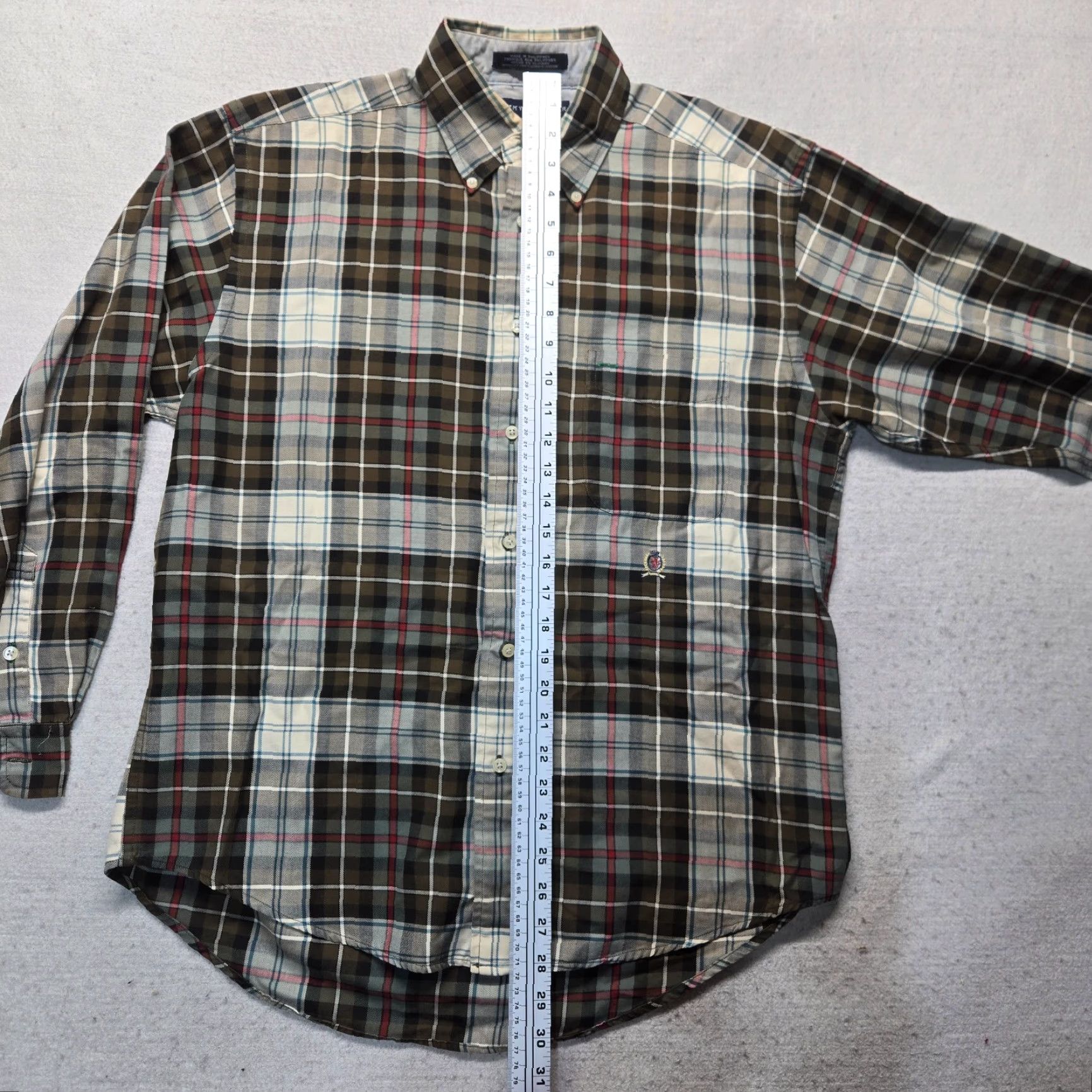 Tommy Hilfiger Tommy Hilfiger Shirt Button-Up Brown Plaid Long Sleeve Adult Mens M Cotton Embroidered Pocketed Collection Size US M / EU 48-50 / 2 - 6 Thumbnail