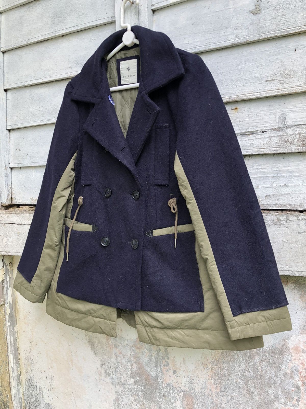 Designer × Japanese Brand Bittoko Double Breast Reconstruct Nylon Wool Jacket Size S / US 4 / IT 40 - 2 Thumbnail