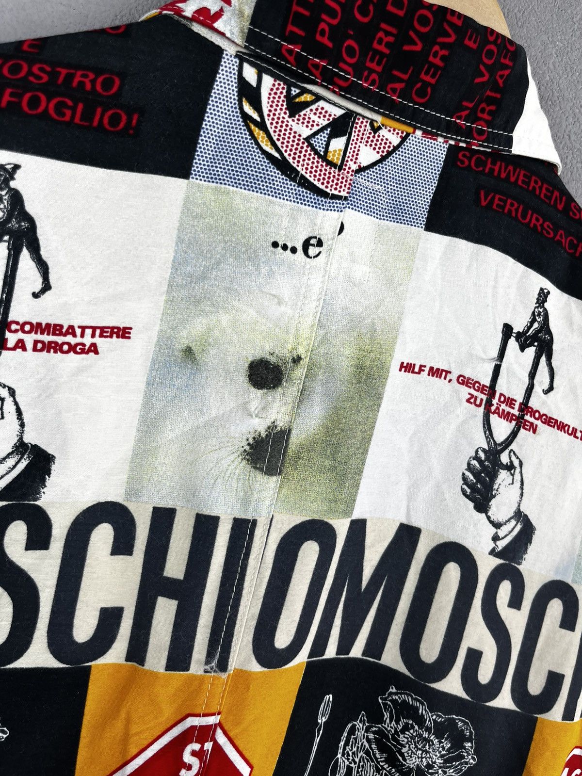 Moschino 1990s Moschino multicoloured viscose "No to racism" shirt Size M / US 6-8 / IT 42-44 - 13 Thumbnail