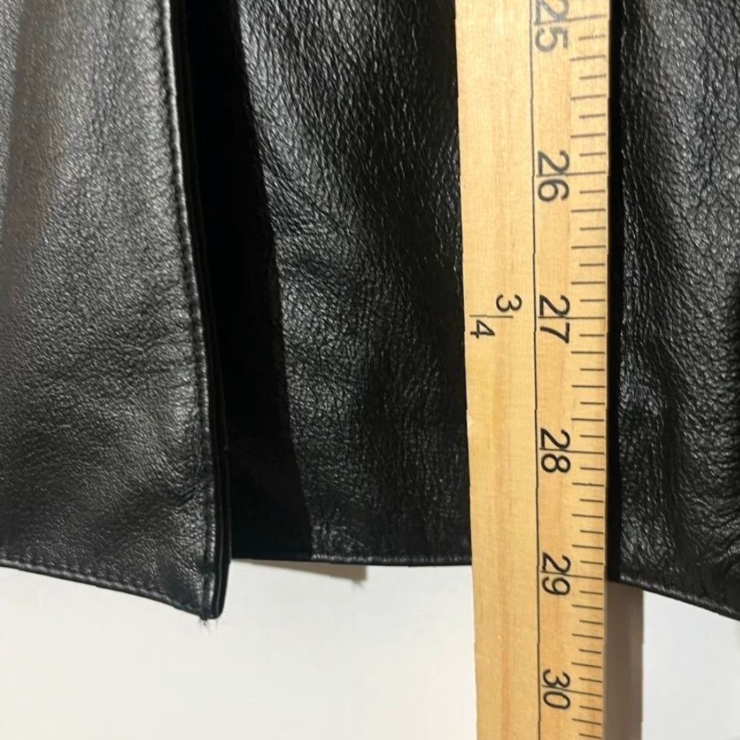 Vintage Wilsons Leather Black Leather Button Front Blazer Jacket Womens M Tall Medium Buttoned Blazer Size M / US 6-8 / IT 42-44 - 7 Thumbnail