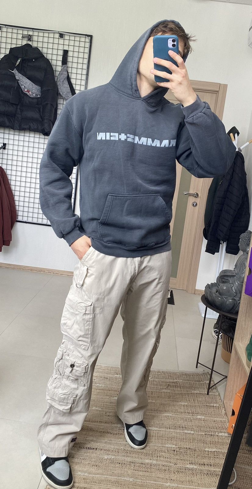 Band Tees × Vintage Rammstein Big Logo Vintage Hoodie Men L size Grey y2k Size US L / EU 52-54 / 3 - 3 Thumbnail