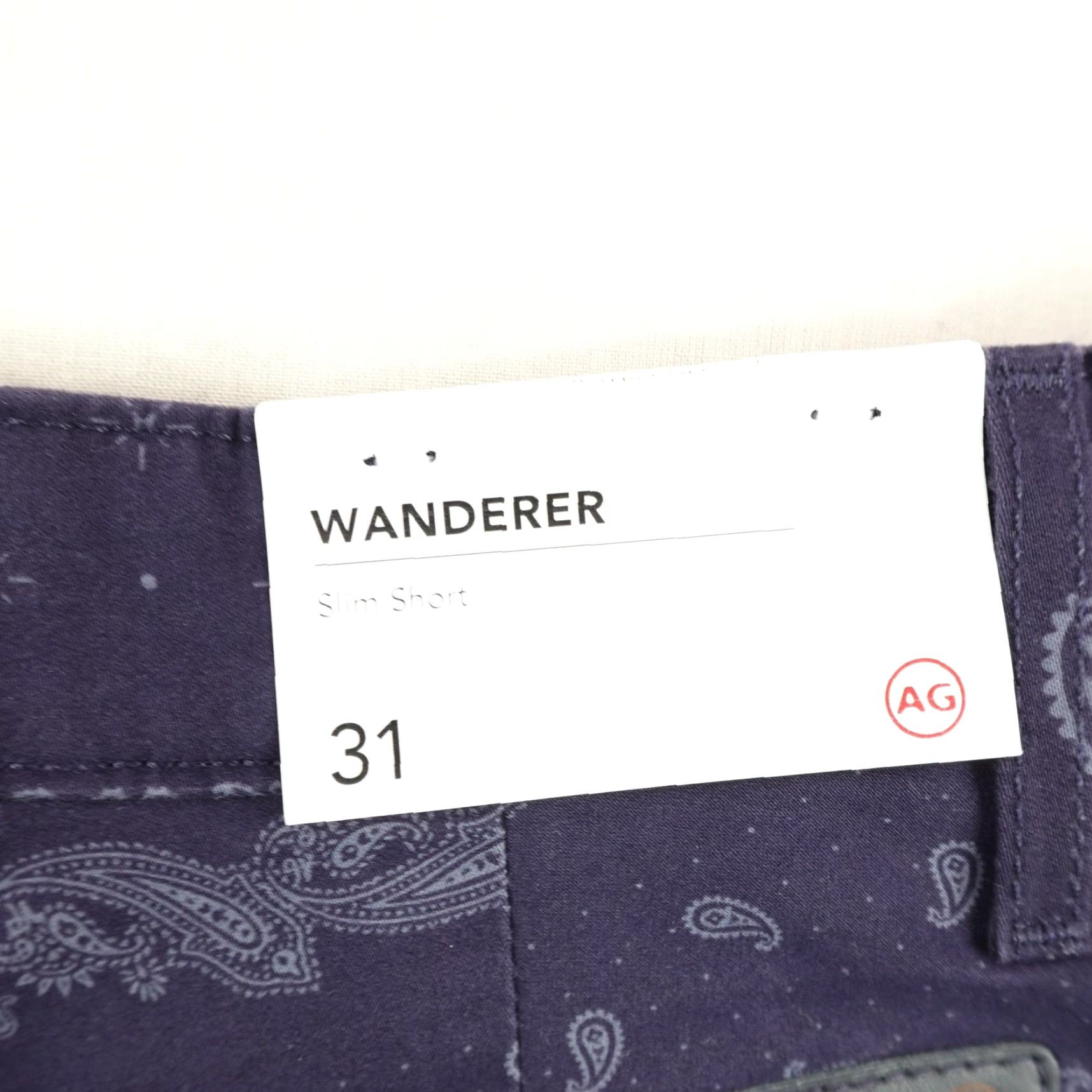 Vintage VINTAGE AG Adriano Goldschmied Men’s Slim Fit Chino Shorts 31 Navy Blue Paisley Bandana Classic 5-Pocket Size US 31 - 4 Thumbnail