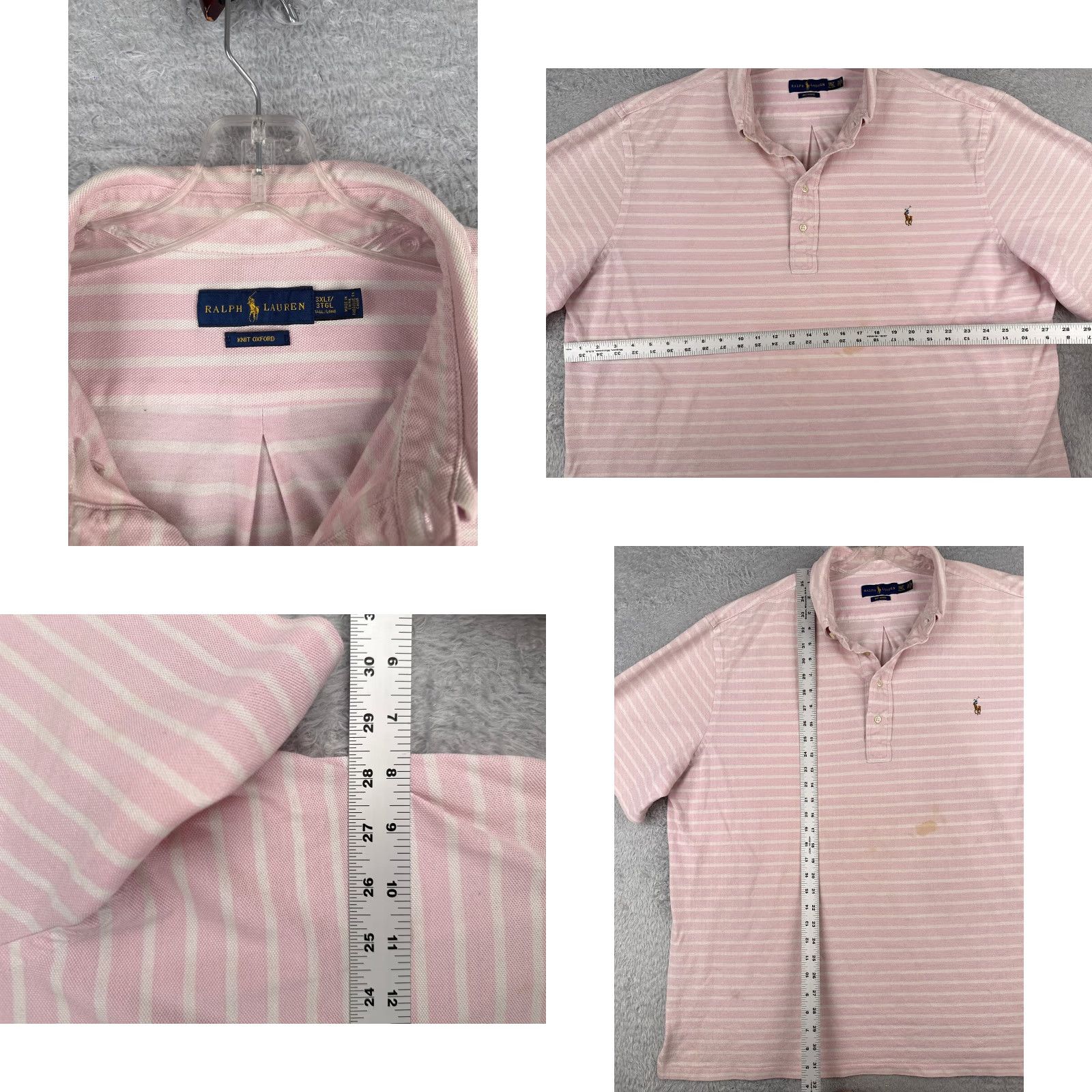 Ralph Lauren Ralph Lauren Polo Shirt Men 3XL XXXL Tall Pink White Stripe Cotton Oxford READ Size US XXL / EU 58 / 5 - 8 Thumbnail