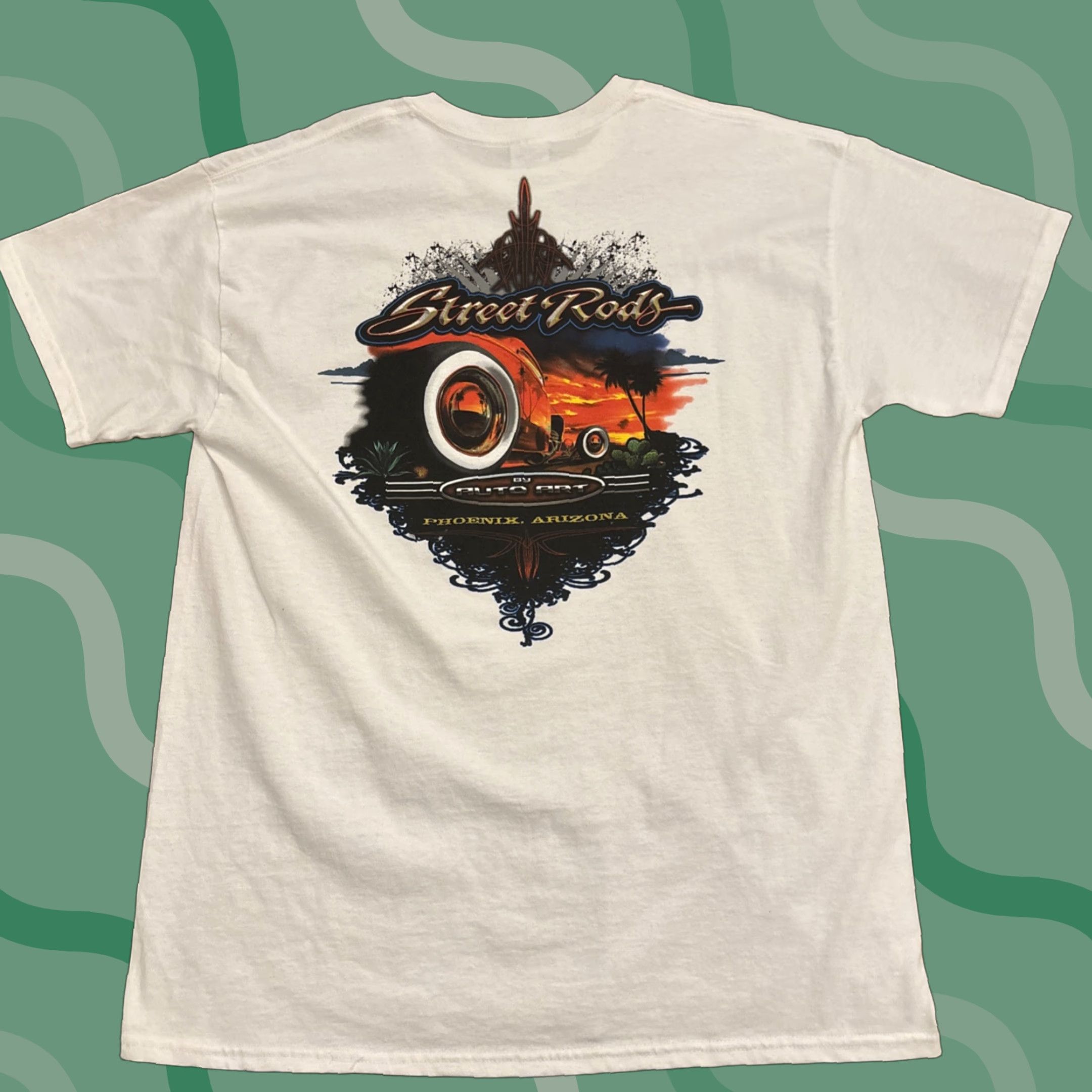 Gildan VINTAGE Gildan T-Shirt Street Rods Auto Art Phoenix Arizona White Size L Hot Rod Mens Size US L / EU 52-54 / 3 - 1 Thumbnail