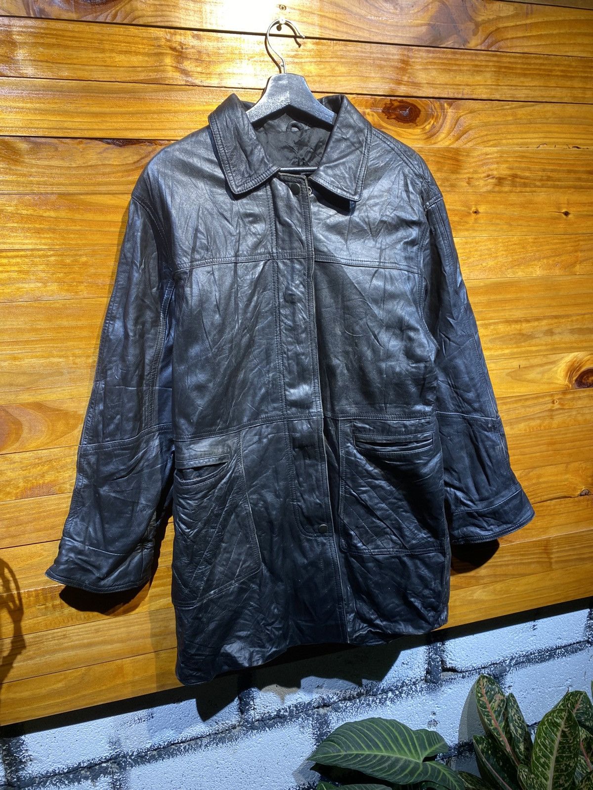 Genuine Leather Vintage Black Genuine Leather Trench Coat Long Jacket Size US S / EU 44-46 / 1 - 5 Thumbnail
