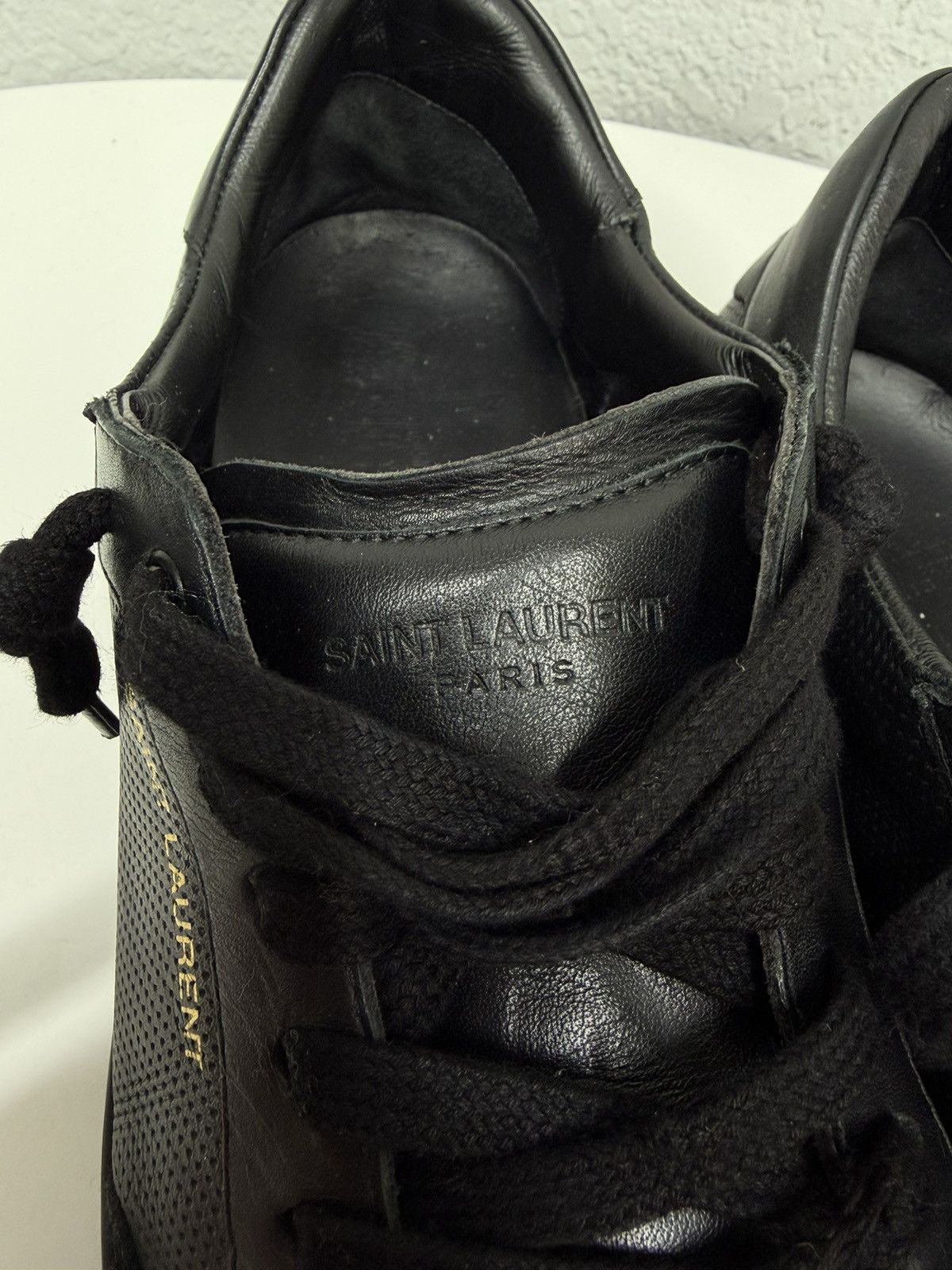 Saint Laurent Paris Saint Laurent Paris Black Leather Sneakers Low Top Shoes Size US 9.5 / EU 42-43 - 15 Thumbnail