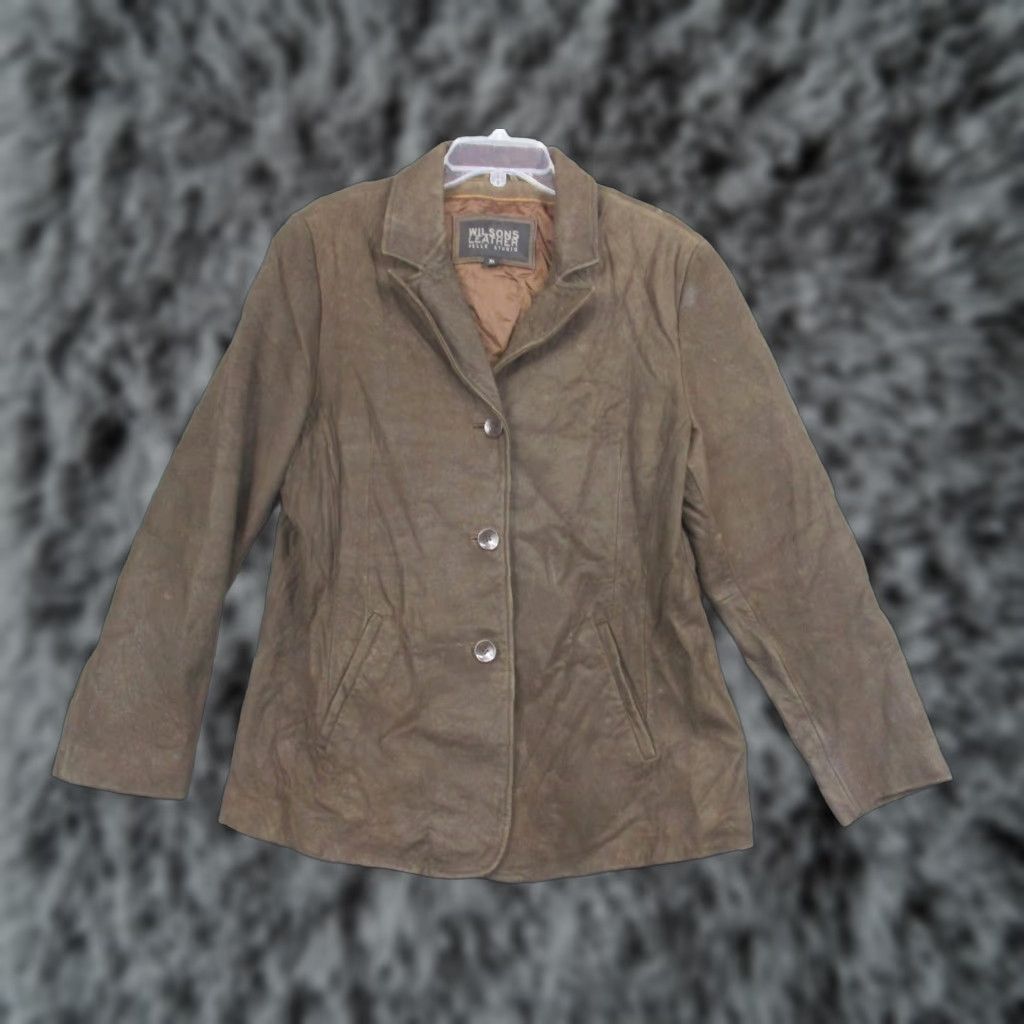 Vintage Wilsons Leather Jacket Womens XL Brown Blazer Style Pelle Studio 100% Leather Size XL / US 12-14 / IT 48-50 - 1 Thumbnail